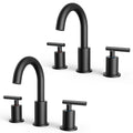 FORIOUS 4" Brushed Gold Bathroom Faucet Centerset 4 Inch, 2 Handle 2 Hole Gold Faucets for Bathroom Vanity wtih Metal Pop Up Dain, CUPC Supply Hose, High Arc Swivel Spout