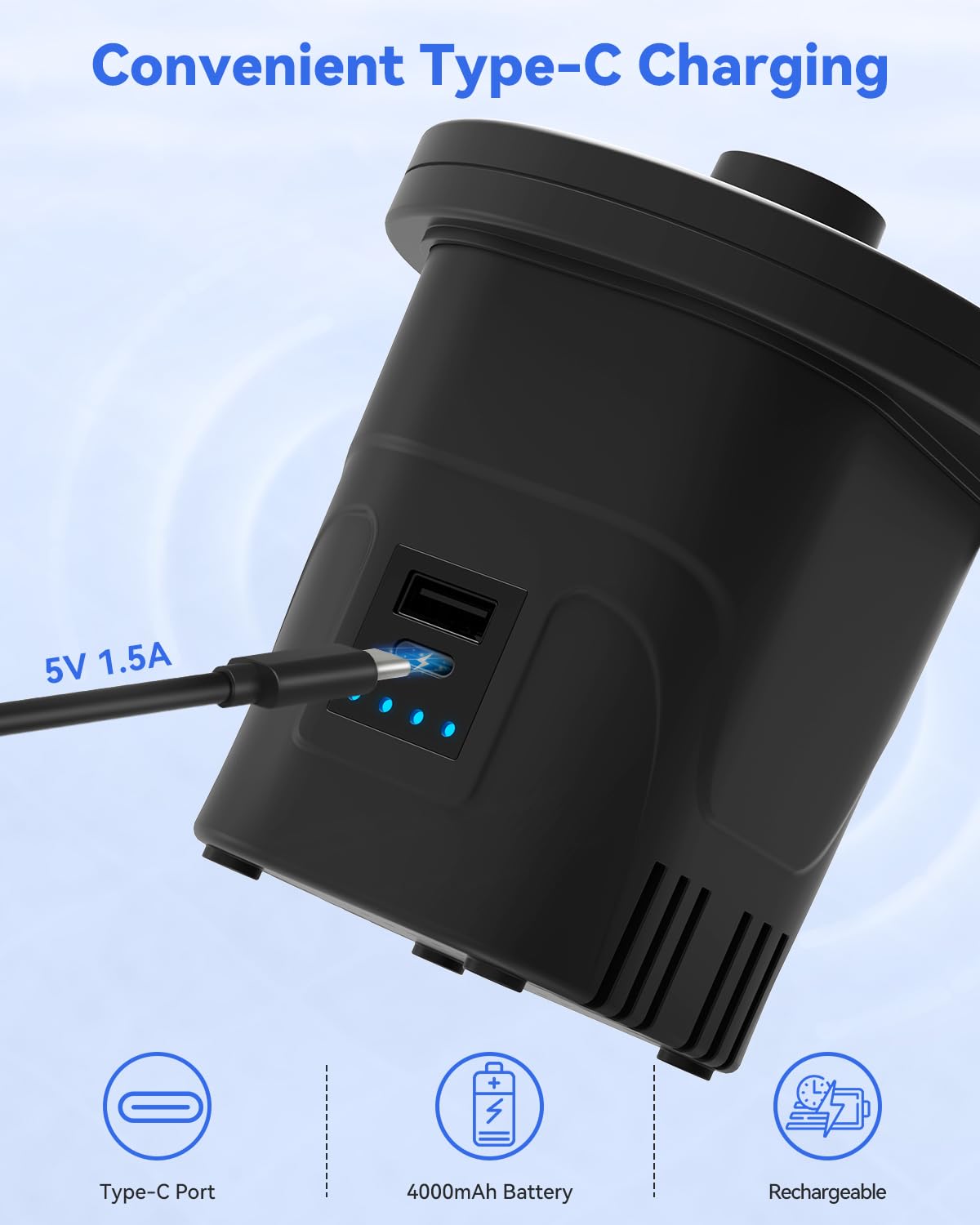 Dr.Meter Air Pump for Inflatables: AC 110V Air Mattress Pump with 3 Nozzles - Quick-Fill Electric Inflator Deflator for Inflatable Pool Raft Bed Boat Floats Swimming Rings Yoga Balls