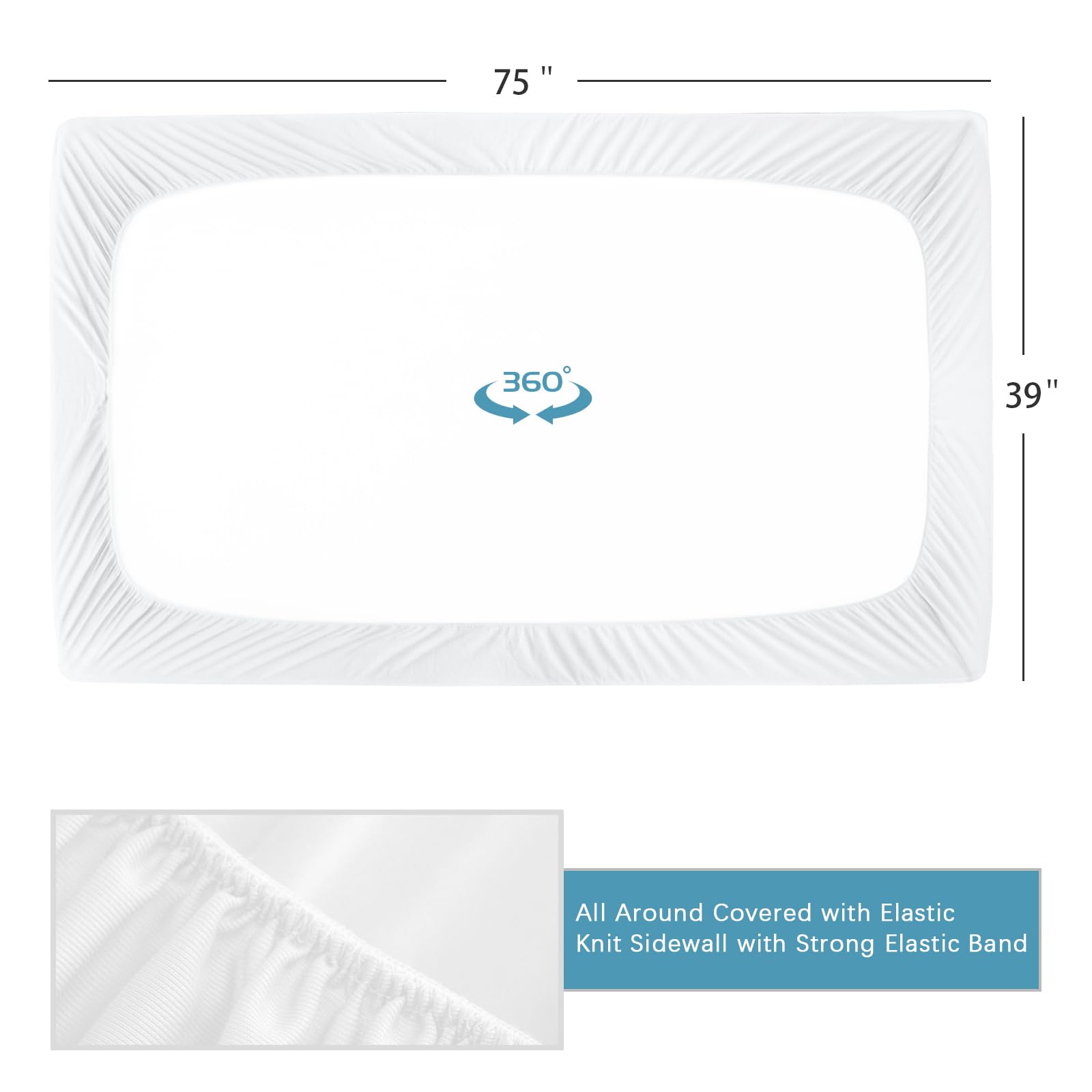 2 Pack Twin Mattress Protector Waterproof, Noiseless & Soft Coverage Mattress Fitted Sheet Twin with Deep Pocket up to 14", Super Breathable & Easy Wash Twin Size Mattress Protector