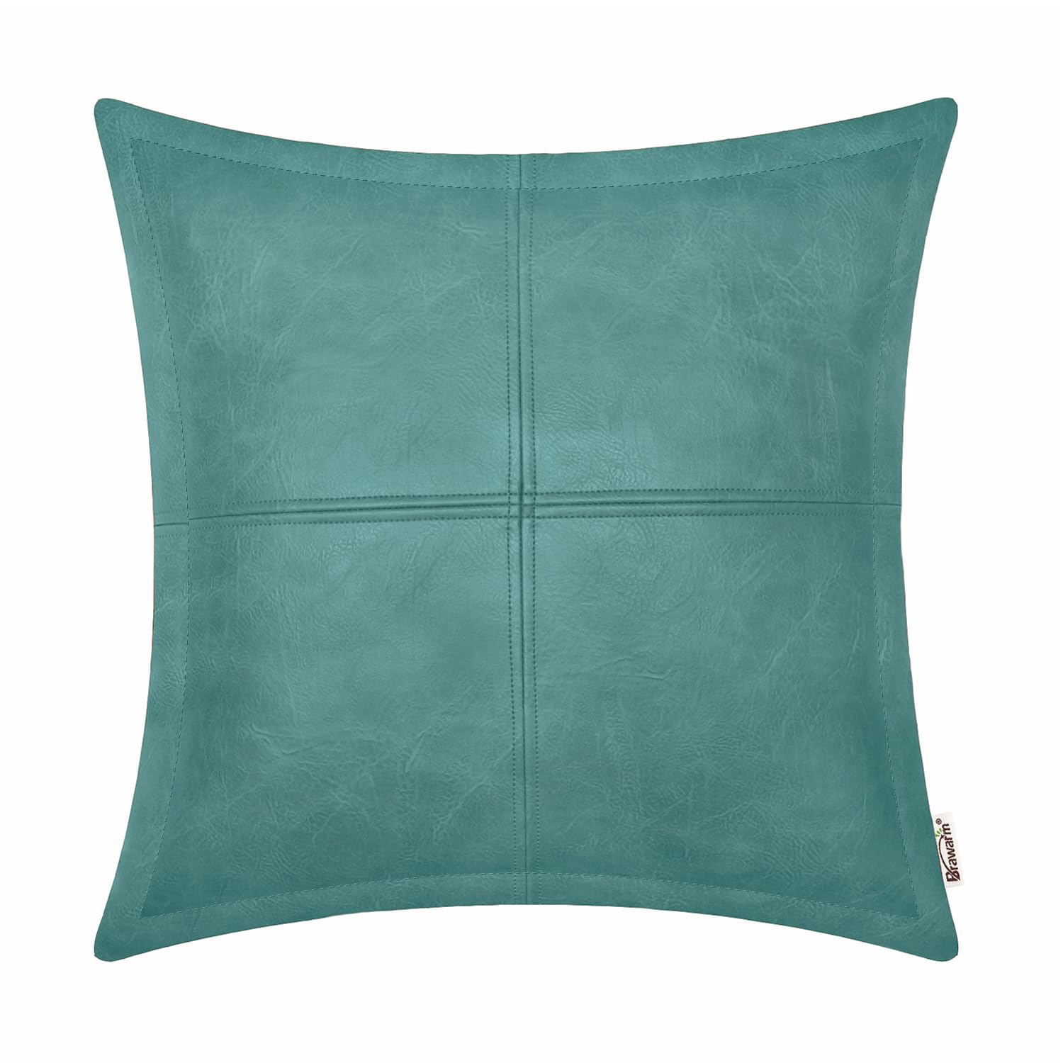 BRAWARM Faux Leather Throw Pillow Covers 16 X 16 Inches, Black Leather Pillow Cover, Hand Stitched Leather Decorative Pillow Cover for Couch Sofa Bed Living Room Home Garden