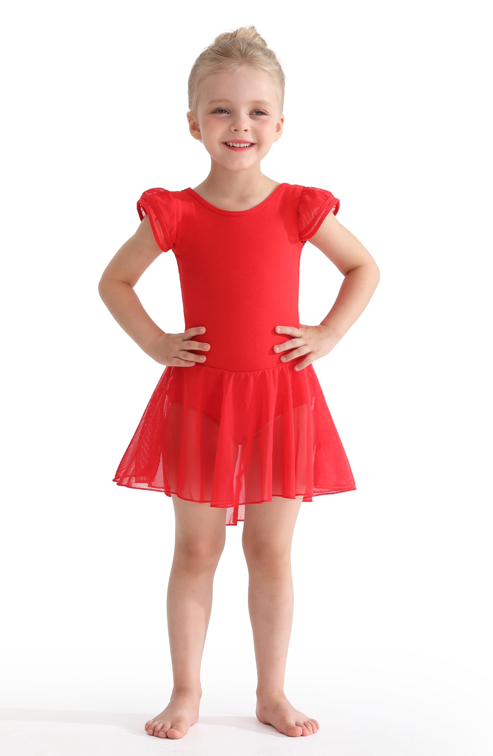 Mecceos Ballet Leotards for Girls Toddler Dance Leotards Short/Long Sleeve Skirt Ballerina Outfits