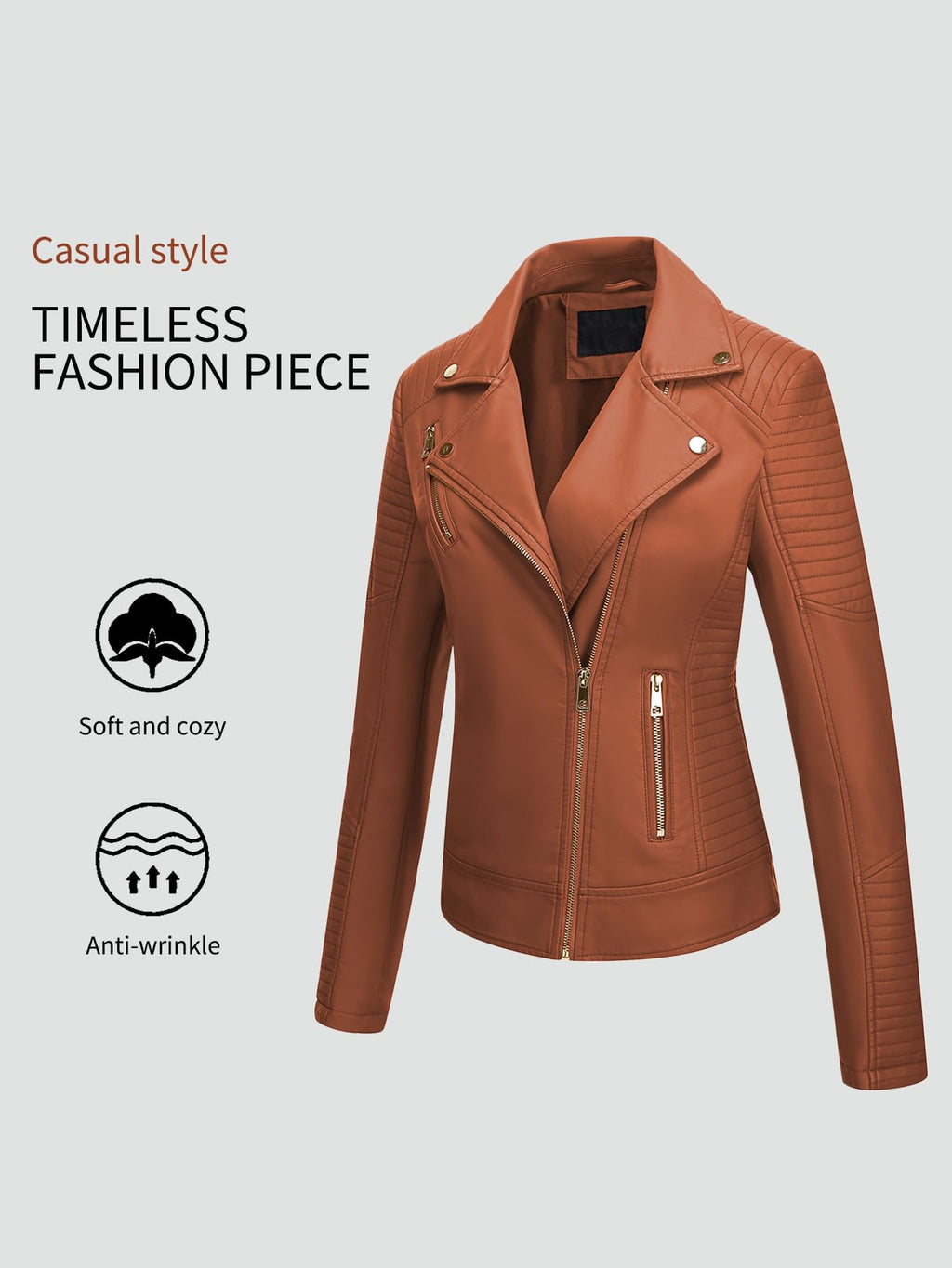 Bellivera Women's Faux Leather Casual Jacket 2026 Spring Trendy Motorcycle Outfits Lightweight Classic Coat