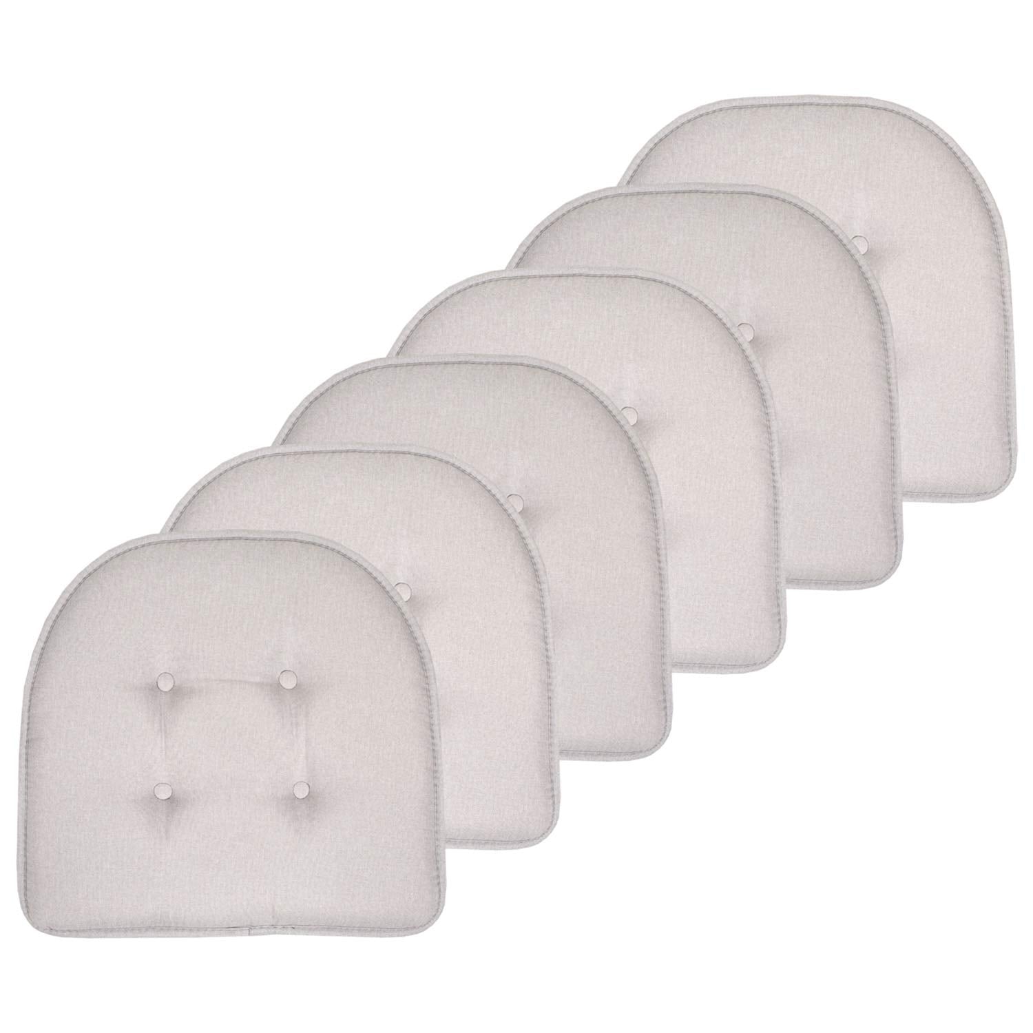 Sweet Home Collection Chair Cushion Memory Foam Pads Tufted Slip Non Skid Rubber Back U-Shaped 17" x 16" Seat Cover, 2 Count (Pack of 1), Black