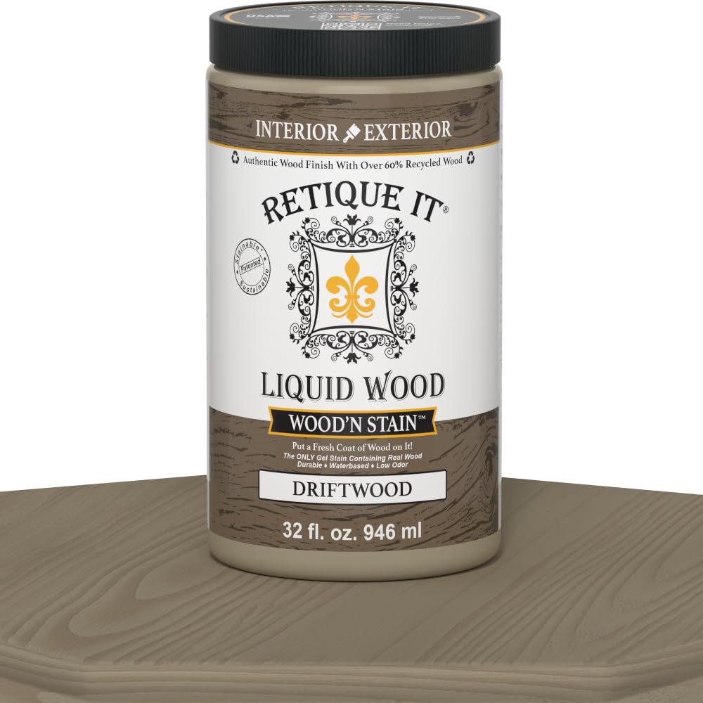 Retique It Wood'n Stain - Liquid Wood Gel Stain Interior/Exterior (08 oz (Half-Pint), 35 Dark Oak)