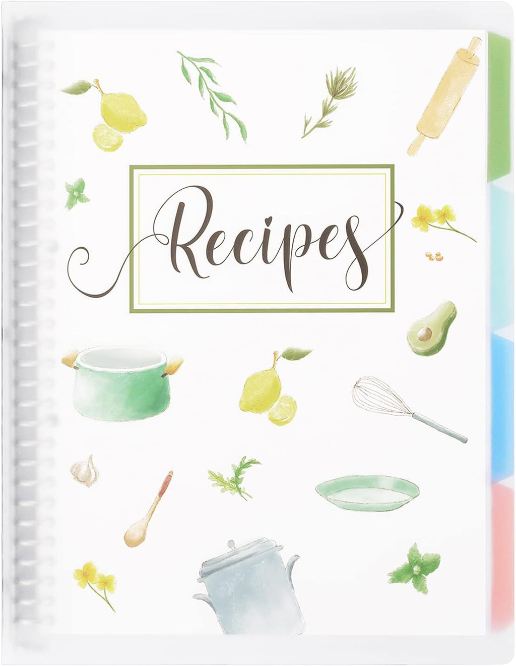 SOLIGT Recipe Book to Write in Your Own Recipes, 9.6’’x12.5’’ Personal Blank Recipe Notebook, Removable Recipe Journal Book Binder with 8 Dividers and 24 Tabs, Hold up to 240 Recipes
