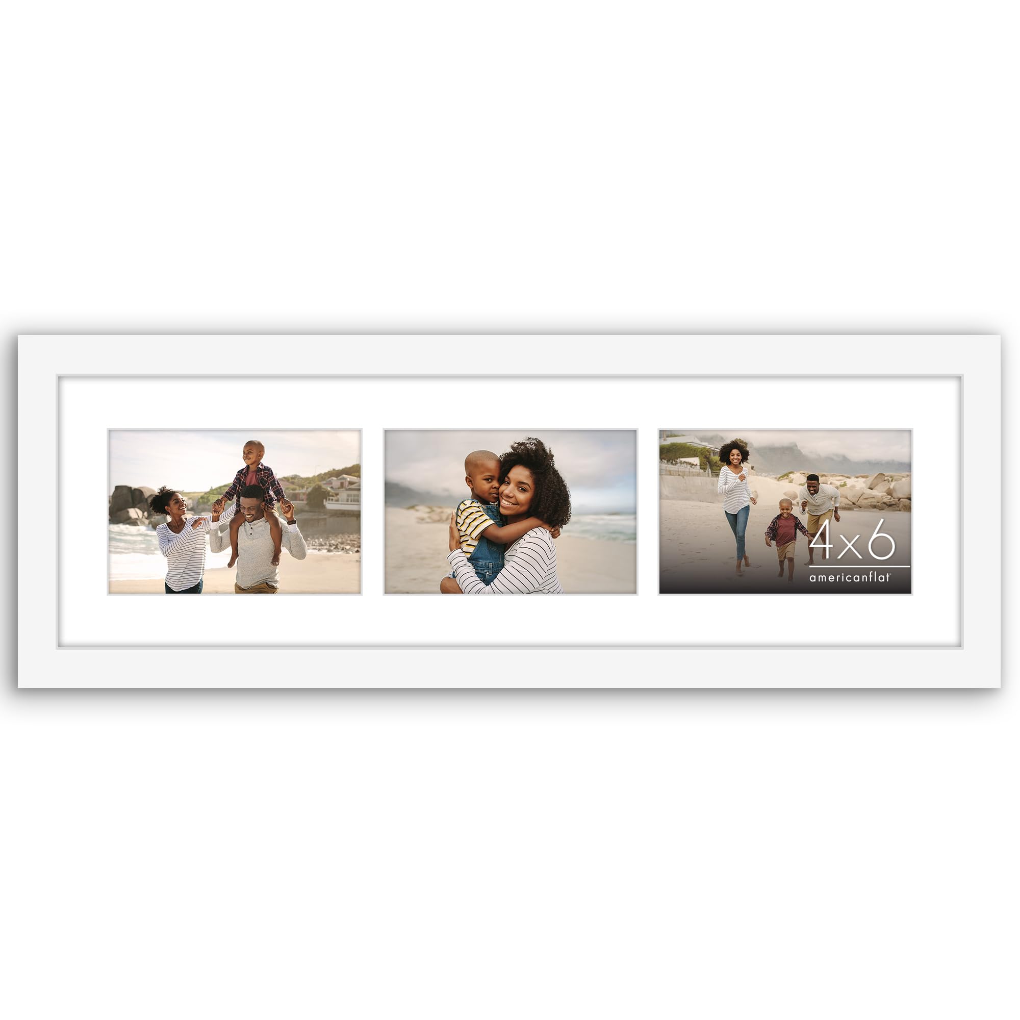 Americanflat 4x6 Double Picture Frame with Shatter-Resistant Glass - Fits Two 4x6 Photos or use as One 6x14 Frame - Signature Collection - Collage Frames for Tabletop and Wall Display - Black