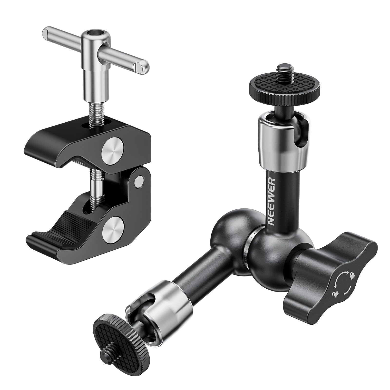 NEEWER 5.9"/15cm Adjustable Friction Magic Arm with 1/4" Screw on Both Ends, Compatible with SmallRig Cage, Flash/LED Light/Microphone/Monitor/SuperClip, Max Load 4.4lb/2kg, ST15