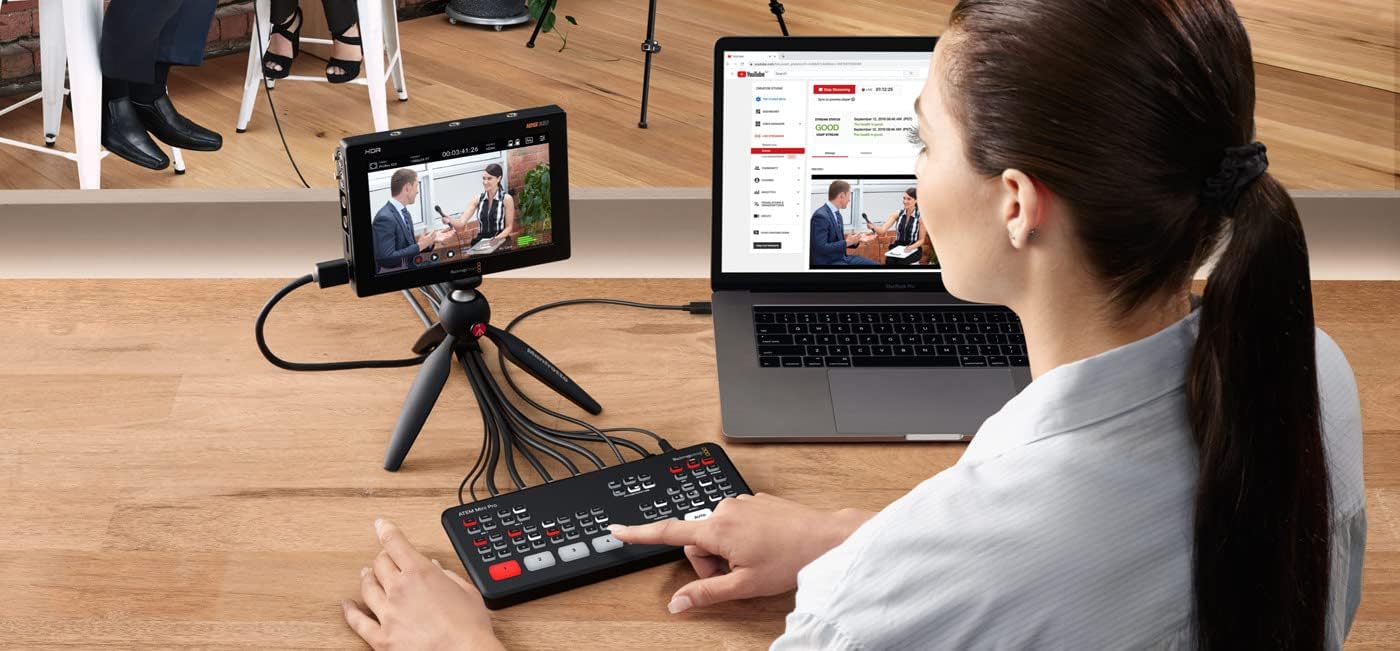 Blackmagic Design ATEM Mini Extreme HDMI Live Stream Switcher Bundle with 6’ HDMI Cable, 7’ Cat5e Cable, and 5-Pack of SolidSignal Cable Ties (SWATEMMINICEXT)