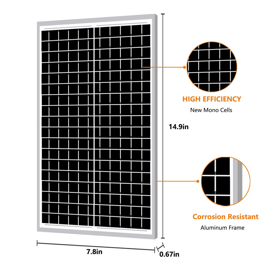 5W Solar Panel High Efficiency 12V Portable Solar Chargerfor Small Devices Monocrystalline Photovoltaic Module LED Lights, Power Banks, and 12V Batteries, Ideal for Outdoor Use