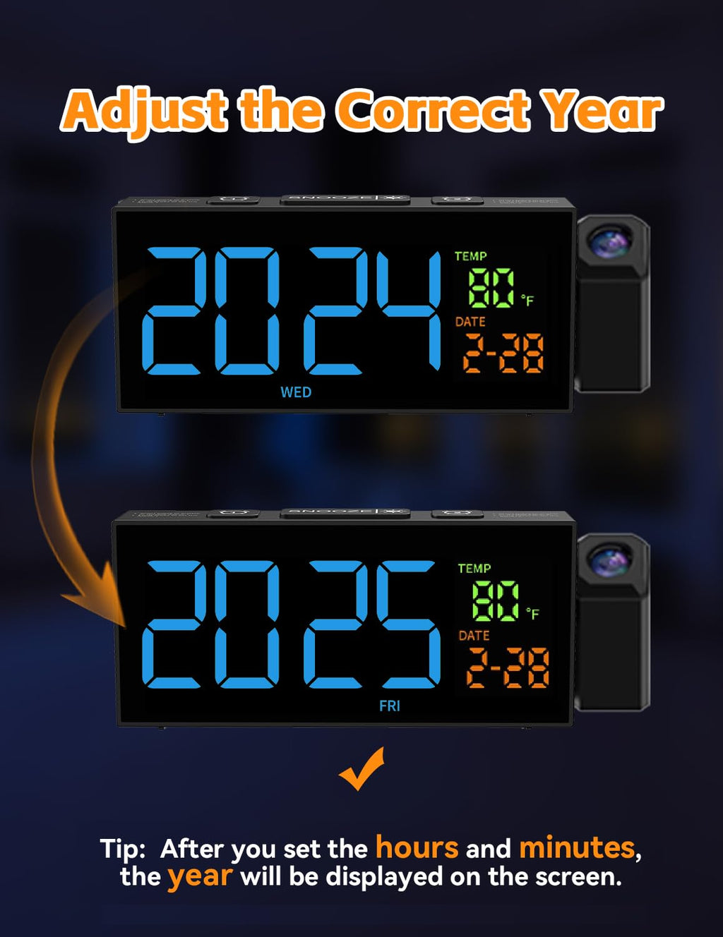 Netzu Projection Clock for Bedroom Ceiling, Alarm Clocks with 180° Rotatable Projector, Date Temperature and Weekday, Manual DST, 5 Brightness, 10 Ringtones, 4 Volumes and Snooze (Black)
