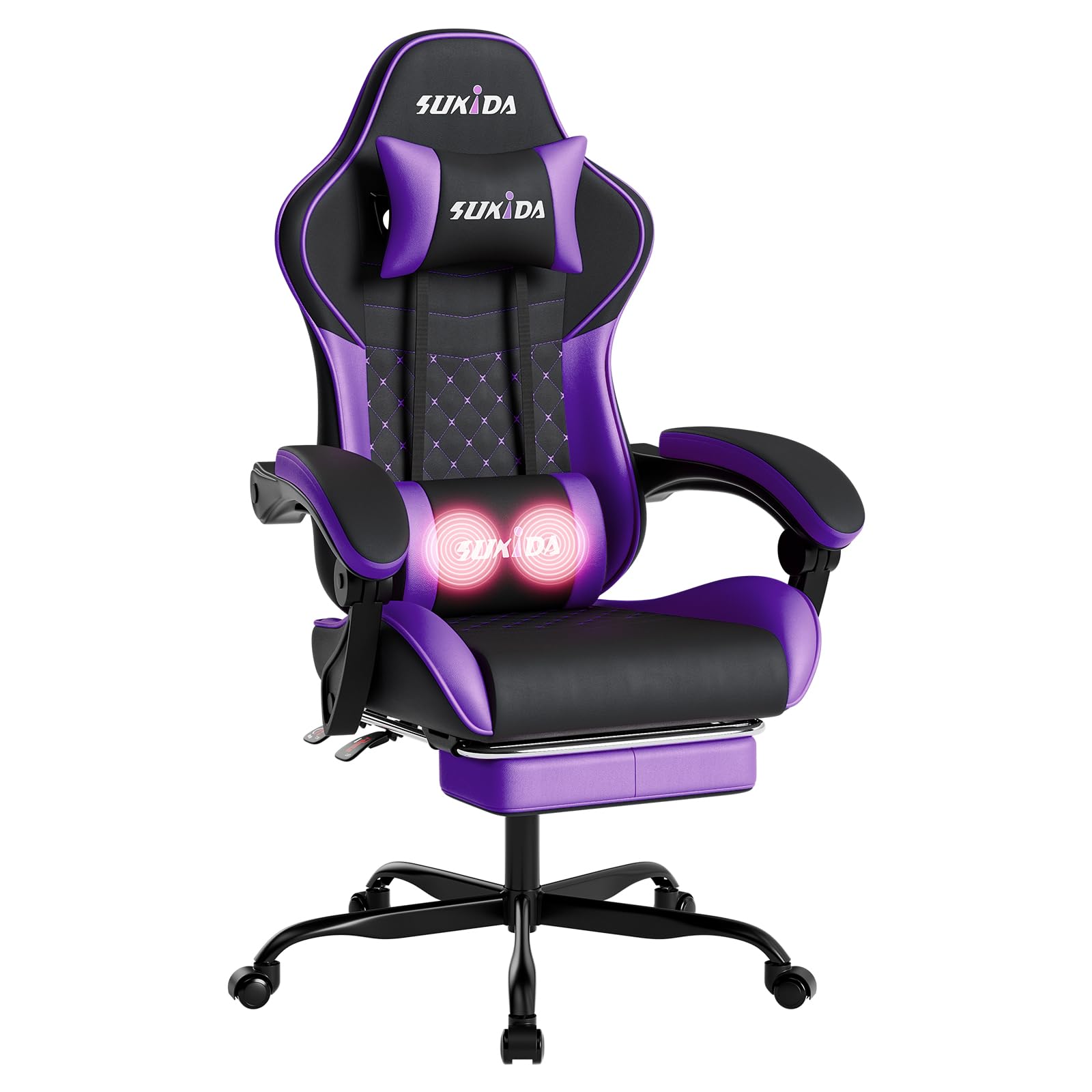Ergonomic Video Gamer Chairs Gaming Computer Chair Gamer Chairs for Adults Massage Lumbar Support Swivel Height Adjustable Headrest Backrest