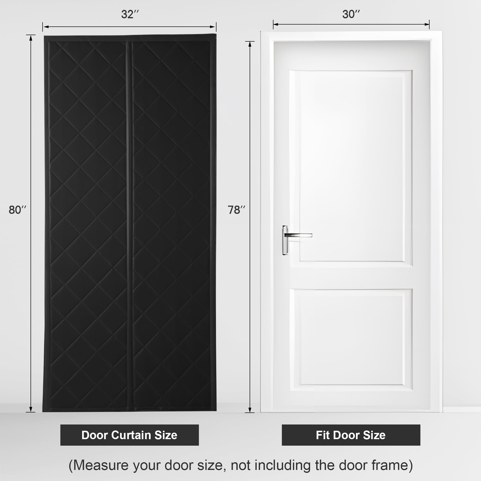 RYB HOME Summer Heat Blocking Thick Quilted Insulated Curtains, Thermal Insulated Curtains Room Divider for Energy Saving Window Treatment for Bedroom Living Room, W32 x L80, Black, 1 Panel