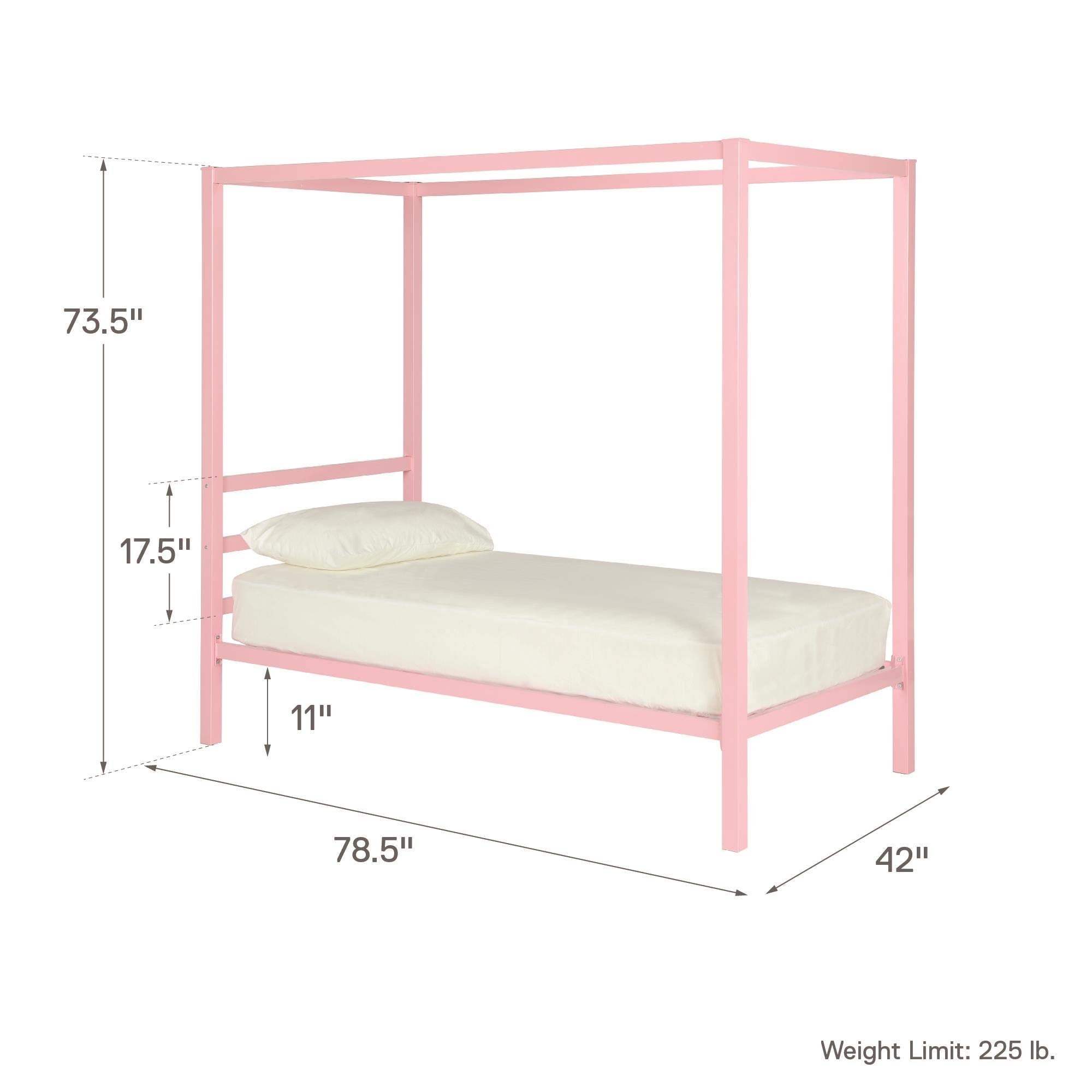 DHP King Metal Canopy Bed, Modern Design with Built-In Headboard, Sturdy Frame, No Box Spring Needed, Gunmetal Gray
