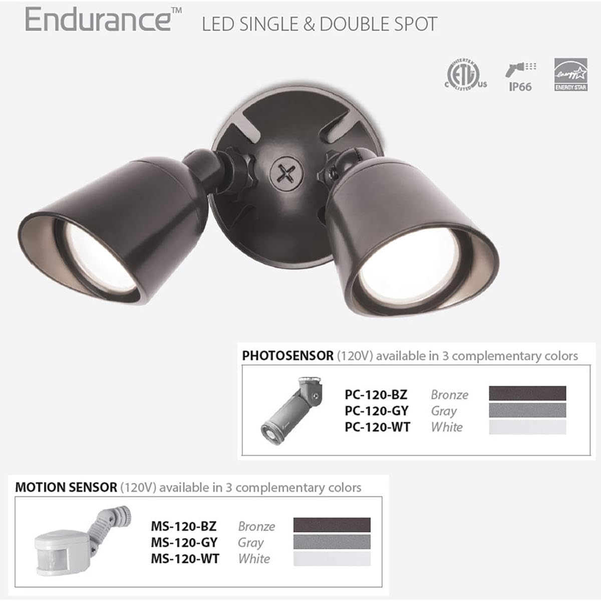 WAC Lighting, Endurance Double Spot Energy Star 30W LED Spot Light 3000K in Black