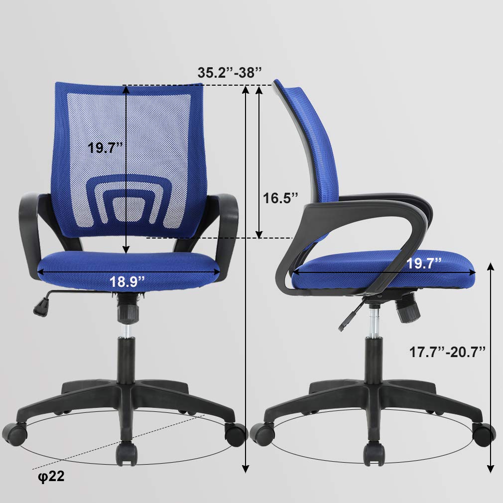 BestOffice Home Office Chair Ergonomic Desk Chair Mesh Computer Chair with Lumbar Support Armrest Executive Rolling Swivel Adjustable Mid Back Task Chair for Women Adults, Black (Black)