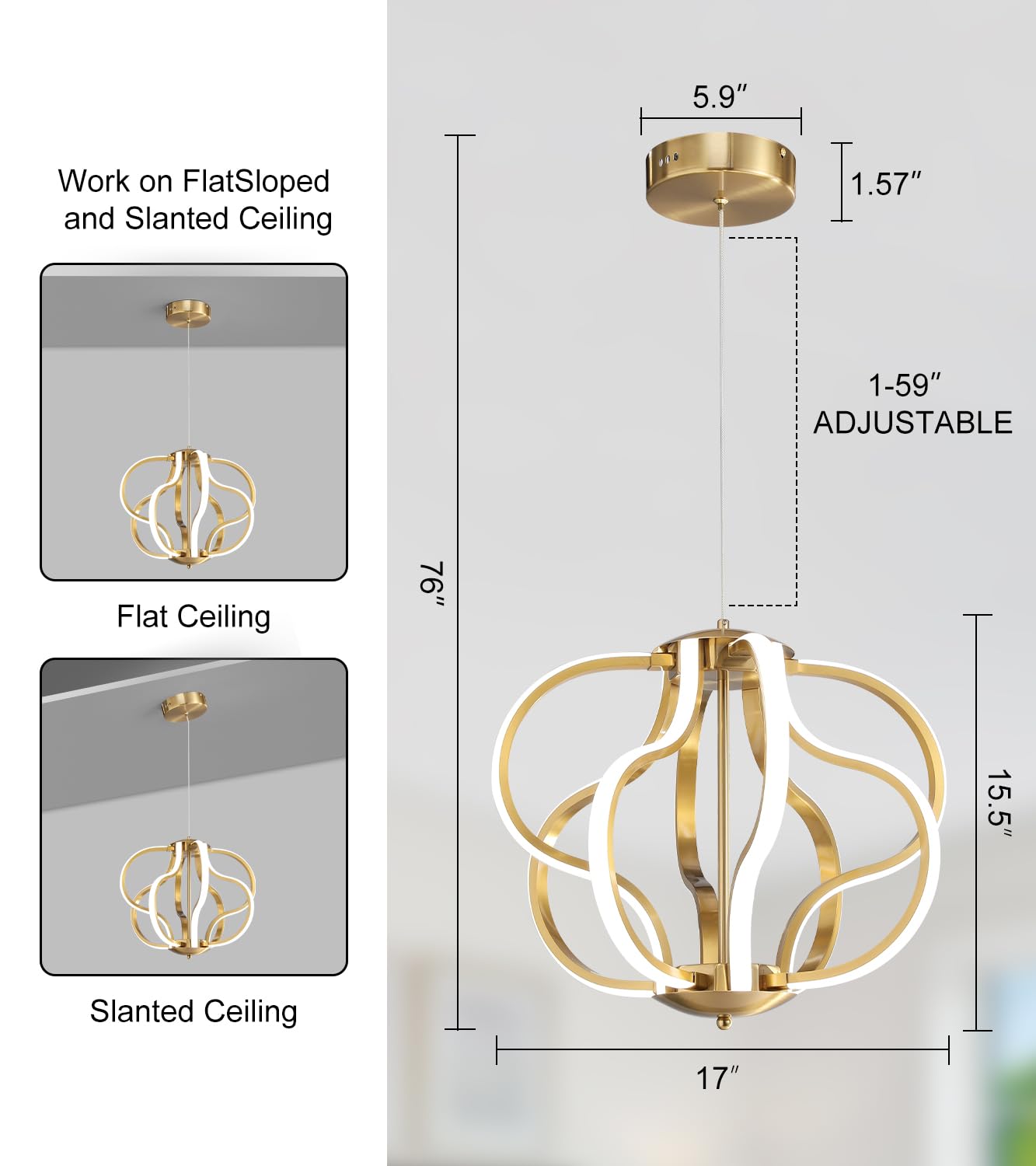 Modern Gold LED Chandelier with Remote Control, Dimmable LED Chandelier with 3 Color Temperature,8 Lights Hanging Pendant Lights for Dining Room Foyer Entryway Kitchen Living Room