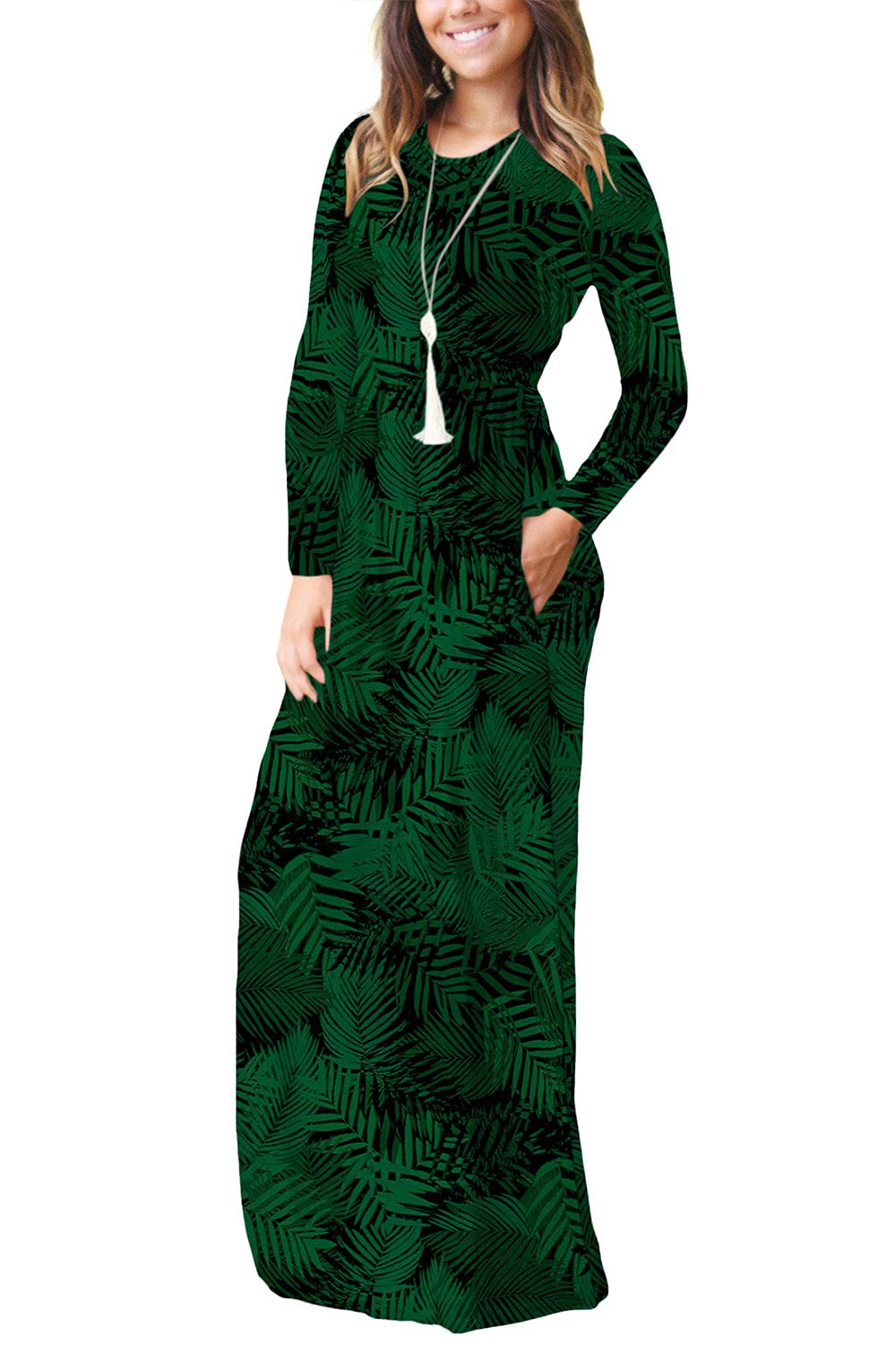 EUOVMY Women's Long Sleeve Loose Maxi Dresses Casual Long Dresses with Pockets
