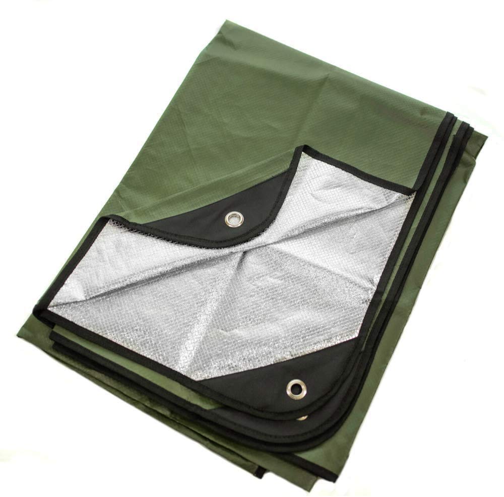 Arcturus Insulated Tarp, Reusable Heavy Duty Thermal Survival Blanket – 60x82in, Reflects 90% Body Heat, Waterproof, Windproof, 3-Layer Design, Reinforced Grommets, Black