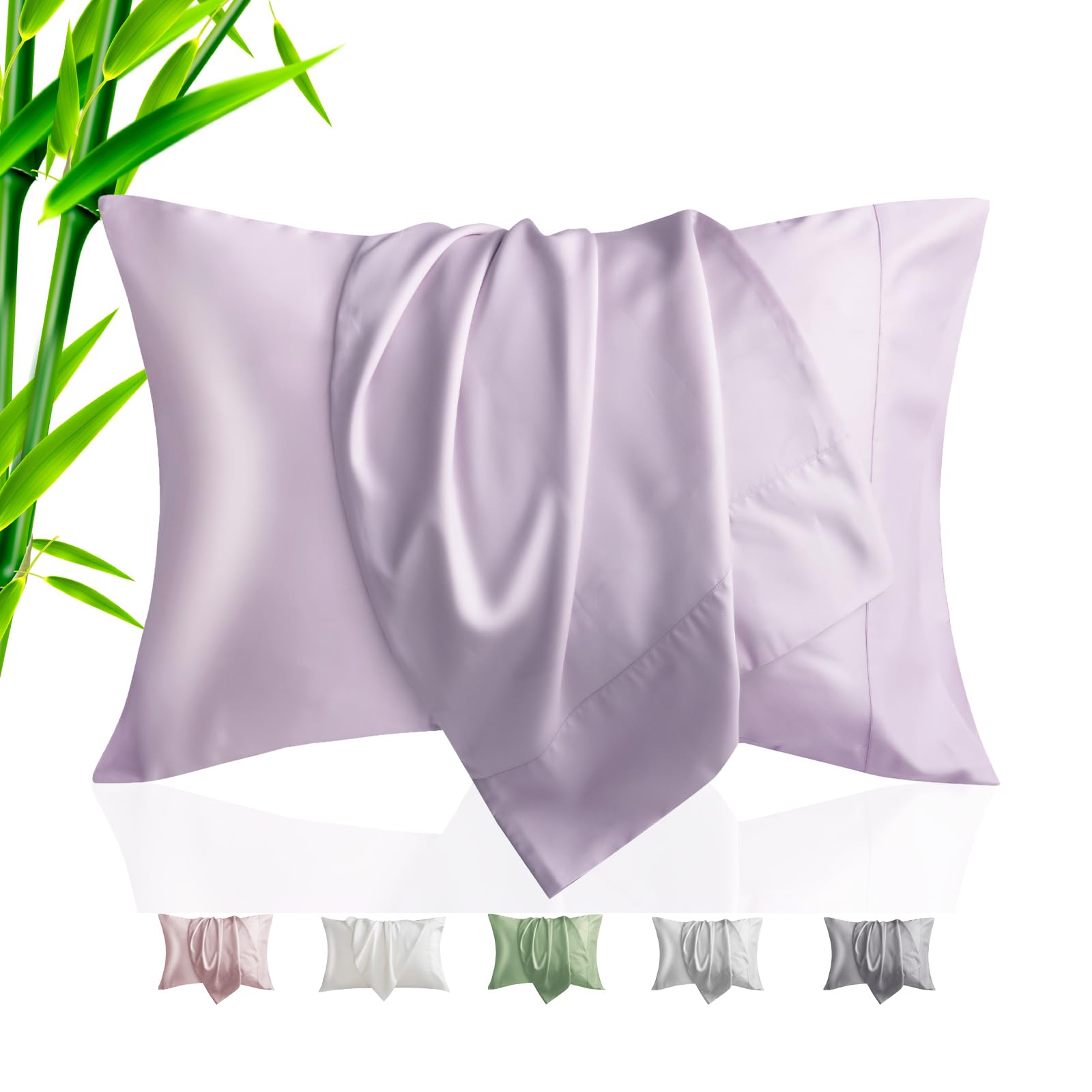 Pillow Cases Standard Size 2 Pack, Bamboo Rayon Cooling Pillowcases with Envelope Closure, Cool Breathable Pillow Case for Hot Sleepers & Night Sweats, 20x26 inches, Aqua Blue