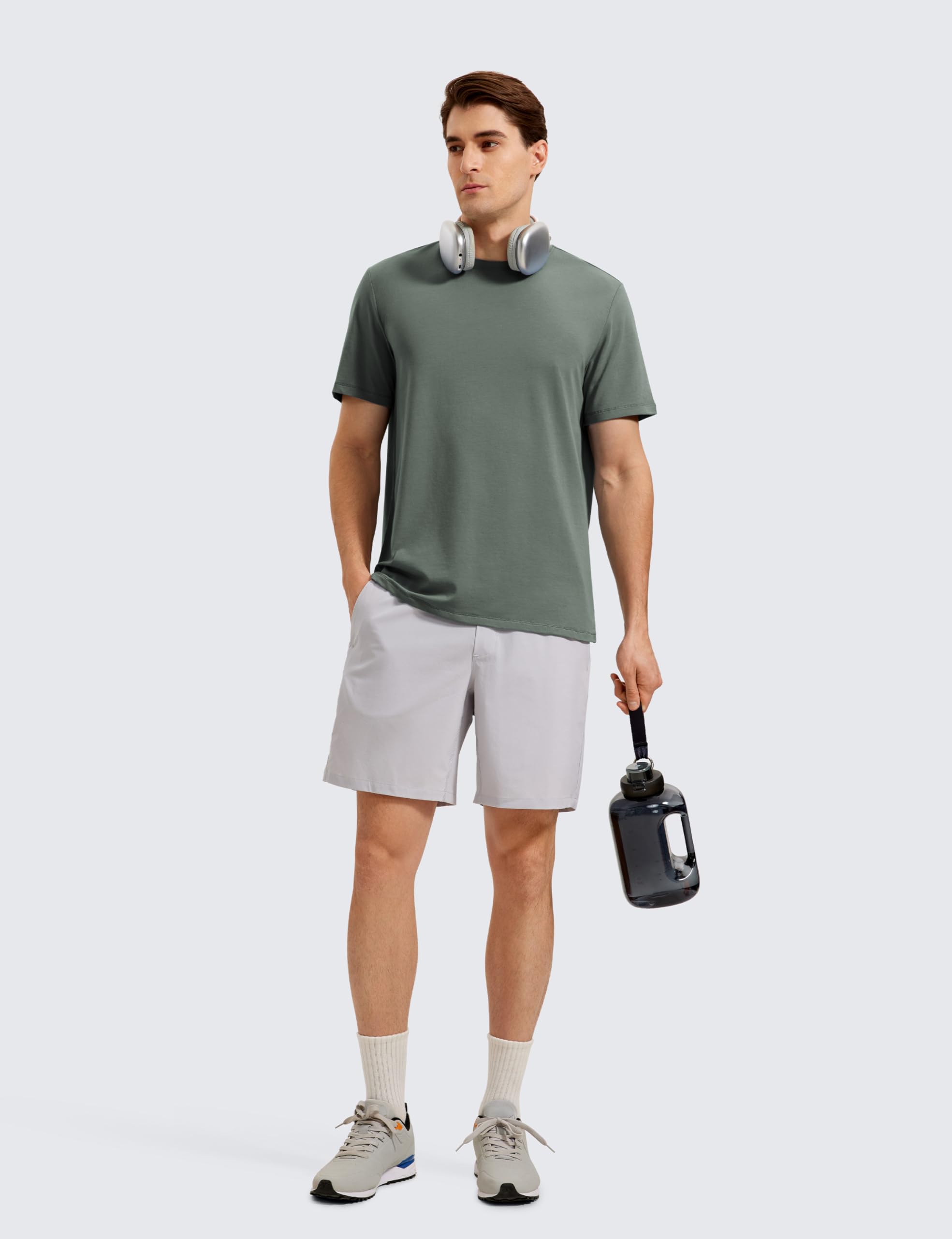 CRZ YOGA Pima Cotton Shirts for Men - Short Sleeve Casual Crewneck T-Shirts Breathable Workout Daily Tee Tops