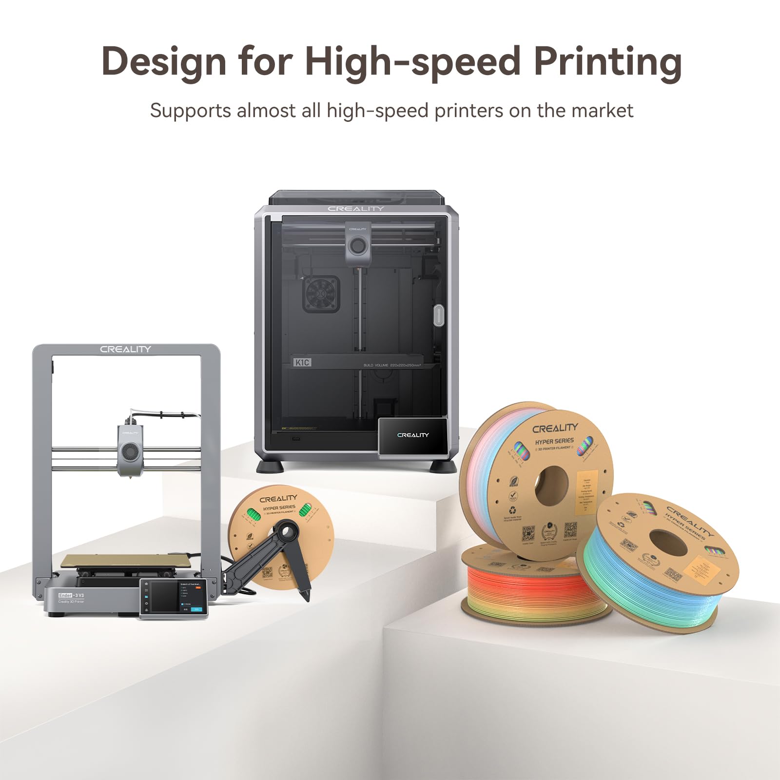Creality Hyper ABS Filament, Official 3D Printer Filament ABS 1.75mm for Up to 300mm/s High-Speed Printing Convenient Open Printing Material, 1kg(2.2lbs) Spool Fit Most 3D Printer(Black)