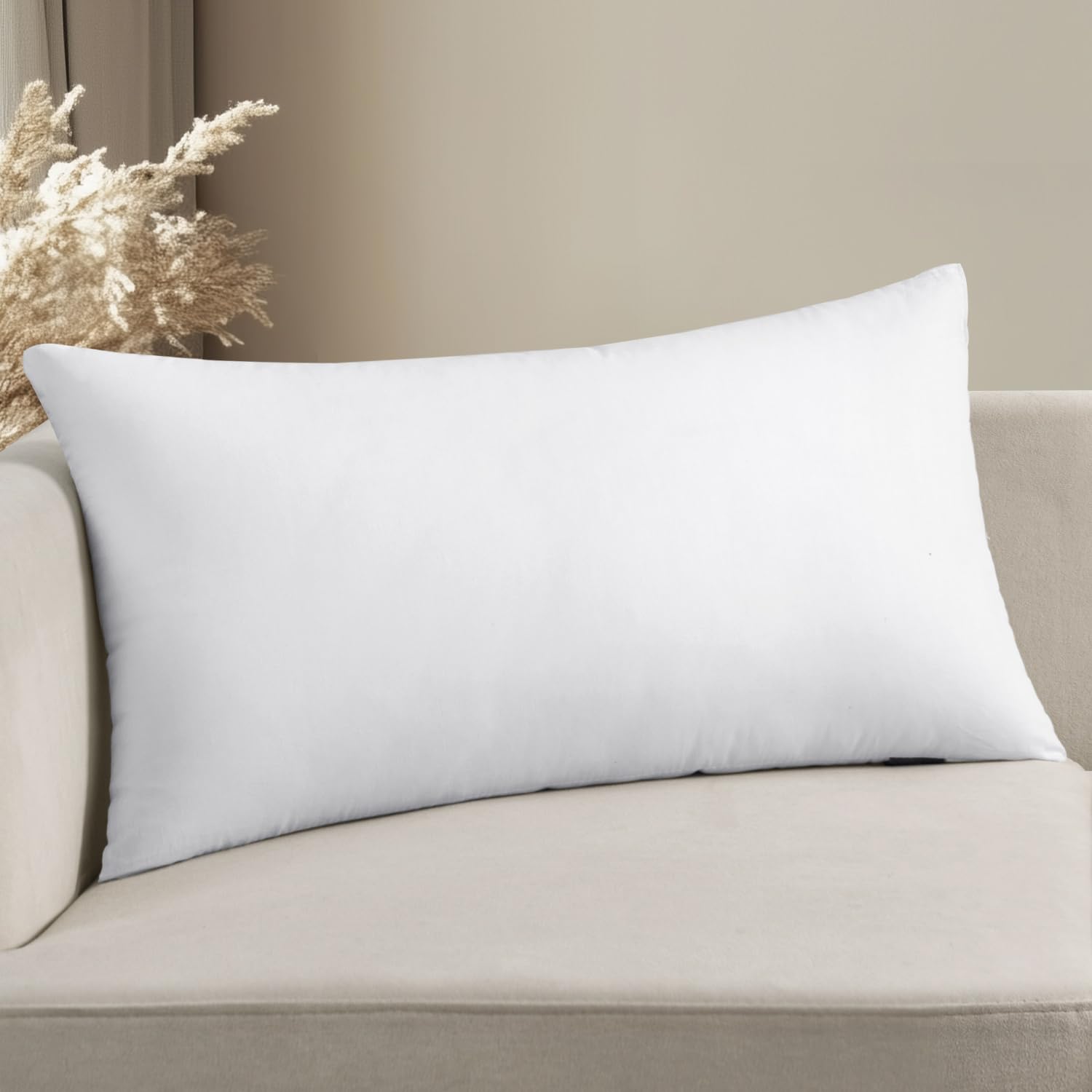 MIULEE 12x16 Inch Premium Lumbar Throw Pillow for Bed Sofa Couch Virgin Microfiber with 100% Cotton Cover Decorative Throw Pillow Insert Stuffer Form