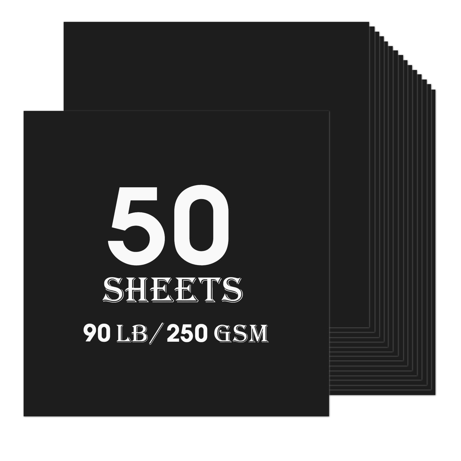 Black Cardstock 50 sheets, 12” x 12” Cardstock Paper Bulk Construction Paper,250GSM Card Stock Printer Paper Scrapbooking Supplies for Diy Crafts Cricut Card Making (Black)