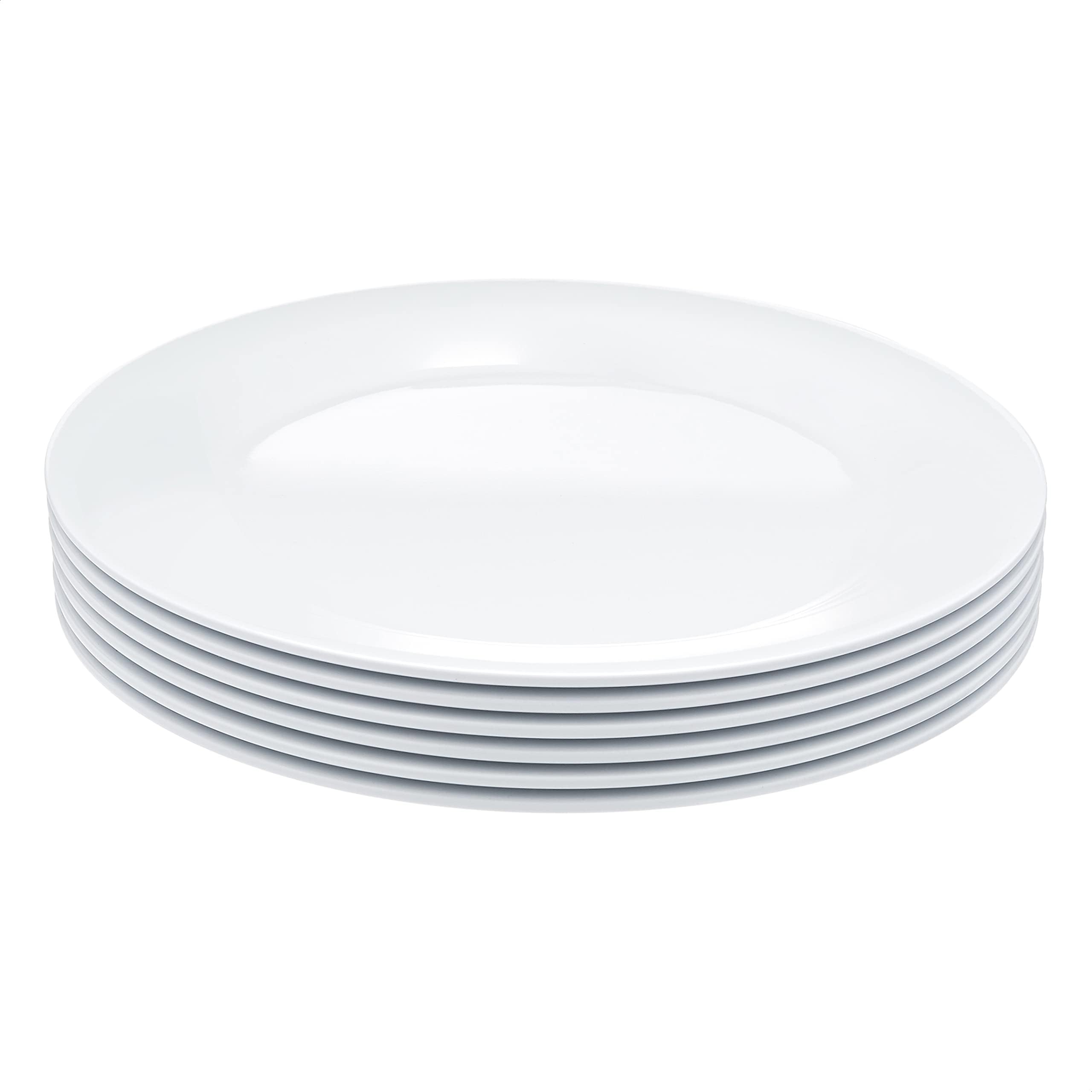 Amazon Basics Melamine Oval Serving Platter for Restaurants and Home, Dishwasher Safe, BPA Free, Break and Crack Resistant, Narrow Rim, 13" x 9.75", White, 6-Piece Set