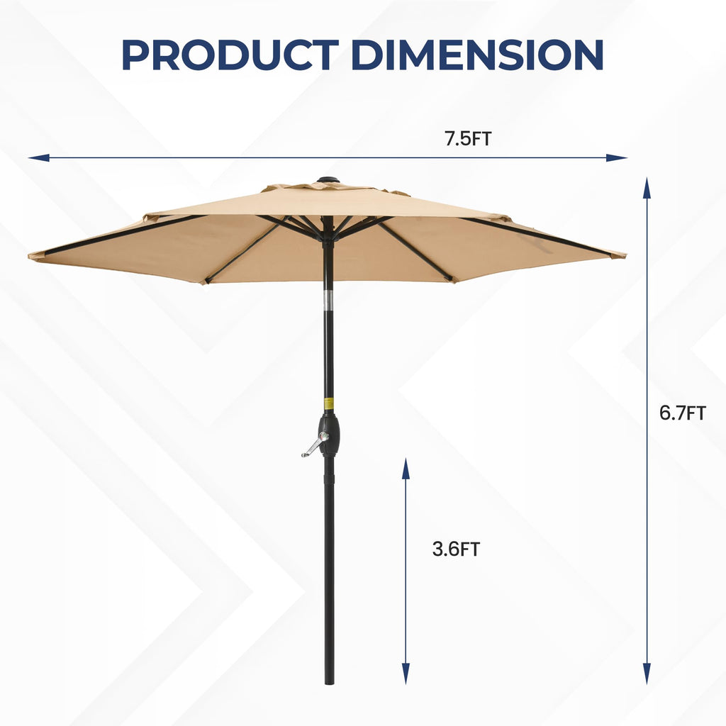 SUNVIVI OUTDOOR Outdoor Patio Umbrella, Patio Umbrella, Market Umbrella, Large Outdoor Umbrella, Metal Pole Umbrella with Push Button Tilt and Crank, Polyester Canopy
