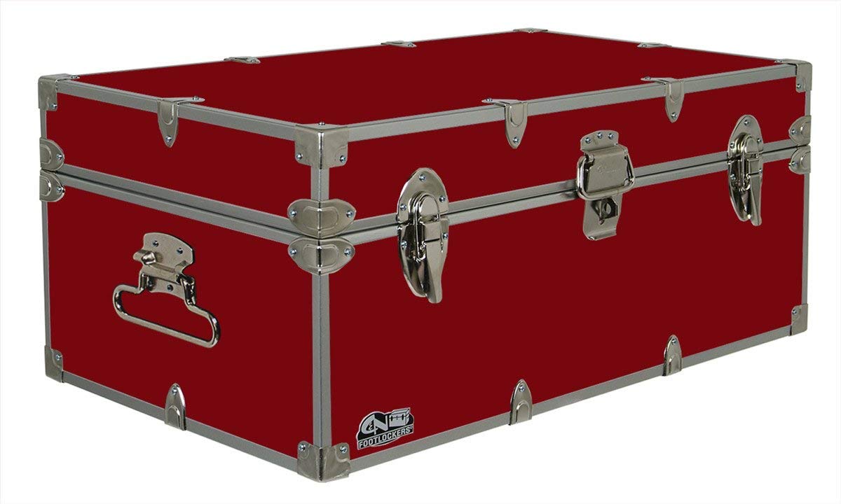 C&N Footlockers - Full-Size Happy Camper Trunk - #1 Summer Camp Trunk - Made in the USA - Steel Footlocker with Lid Stay - 32 x 18 x 13.5 Inches (Dark Green)