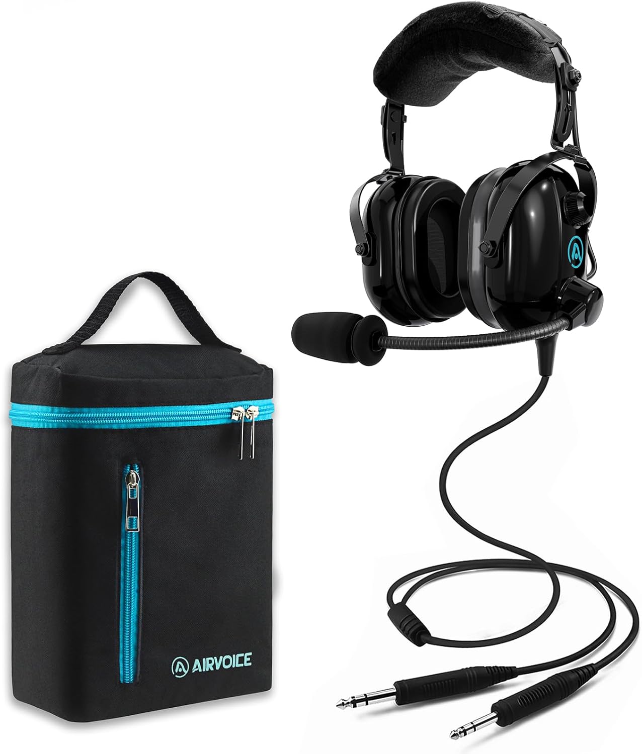AIRVOICE Pilot Headset with Passive Noise Reduction, PNR General Aviation Headset with Comfortable Earpads and Noise Canceling Microphone, for Pilot, Flight School Student, Instructor