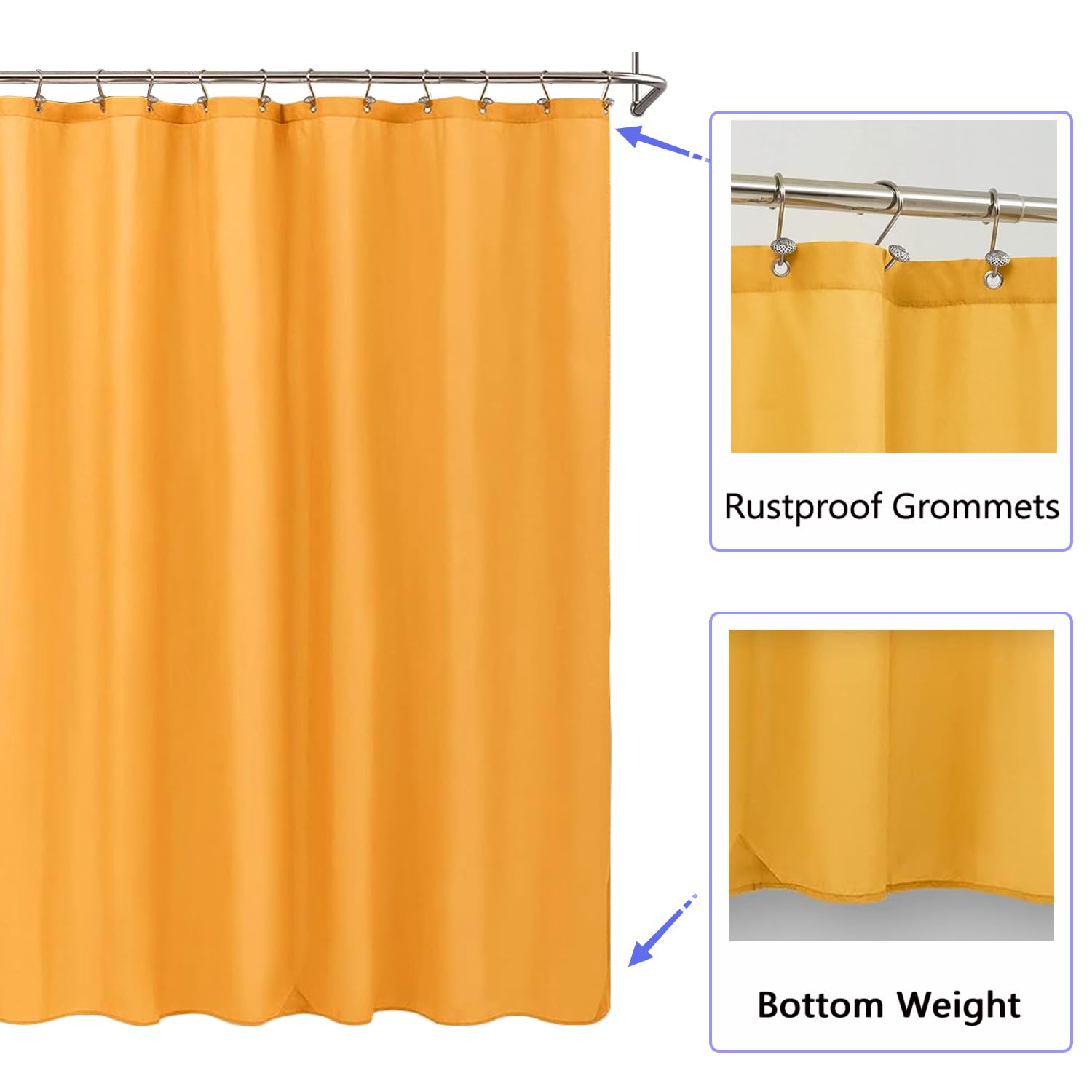 LLSCL Fabric Shower Curtain Liner with Magnets, Waterproof Hotel Quality, 72 x 72 Machine Washable