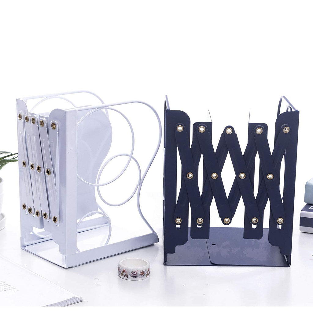 Adjustable Bookends - Nonskid Heavy Duty Book Ends for Desk - Book Stand & Organizer
