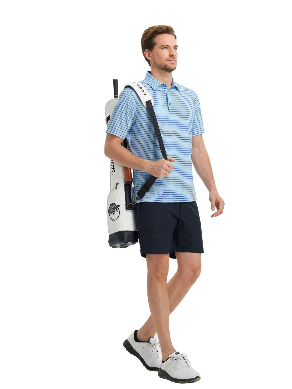 Rouen Mens Polo Shirts Short Sleeve Dry Fit Performance Moisture Wicking Causal Striped Polo Collared Golf Shirts for Men