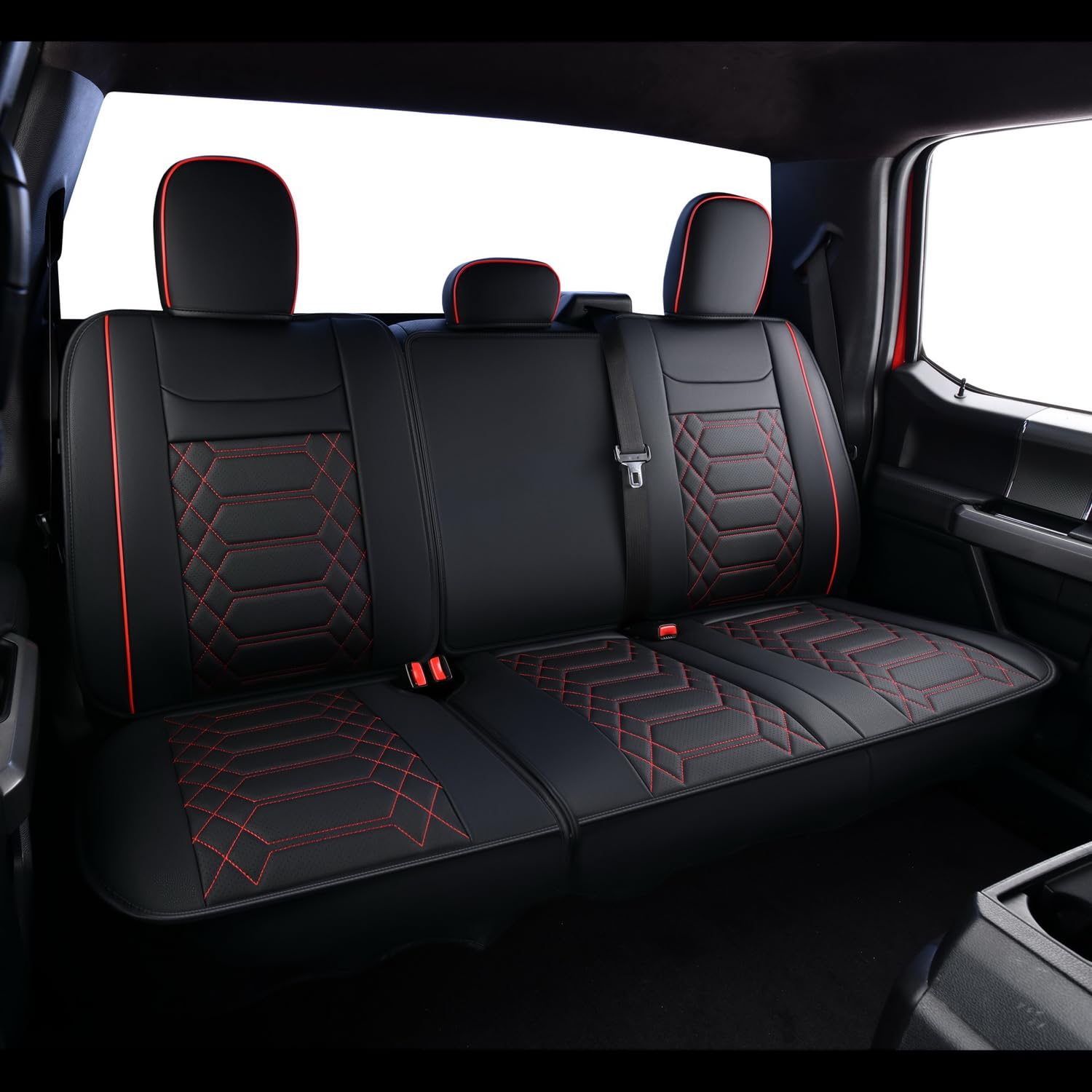 RISINGSTAR Silverado Sierra Front Seat Covers Faux Leather, Fit for 2007-2026 Chevy Silverado GMC Sierra 1500/2500HD/3500HD Crew Double Regular Cab(Front Pair, Black 2 pcs)