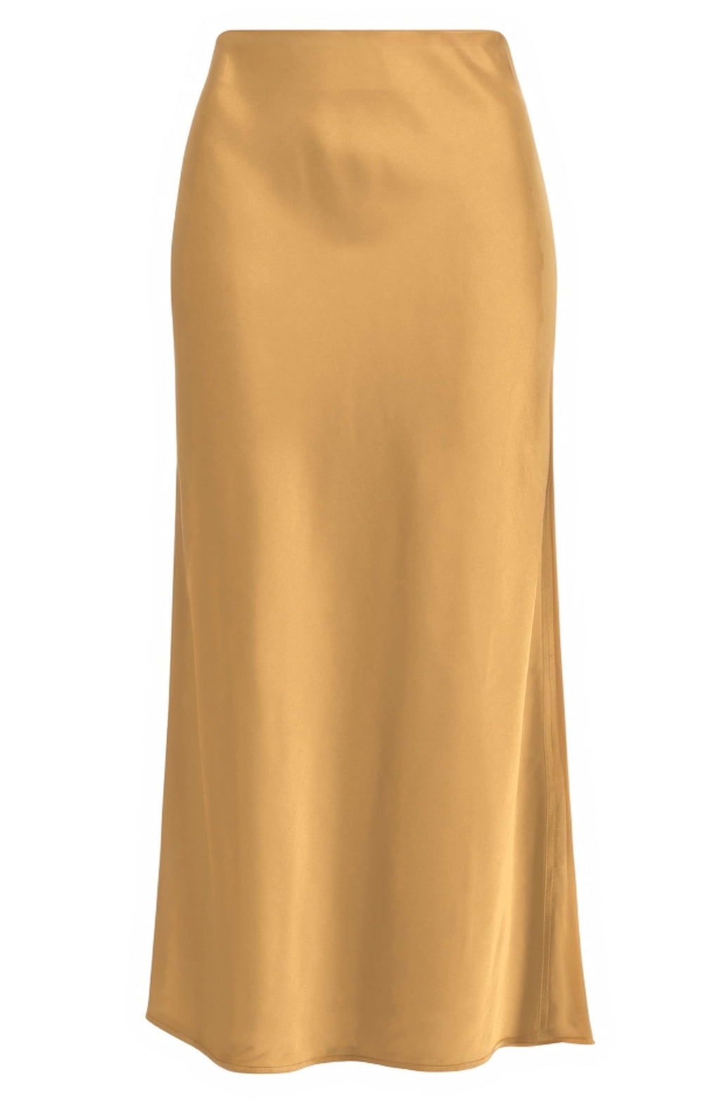 Women's Solid Satin High Waist Midi Long Skirt Hidden Elastic Waistband Skirt for Women-Made in USA