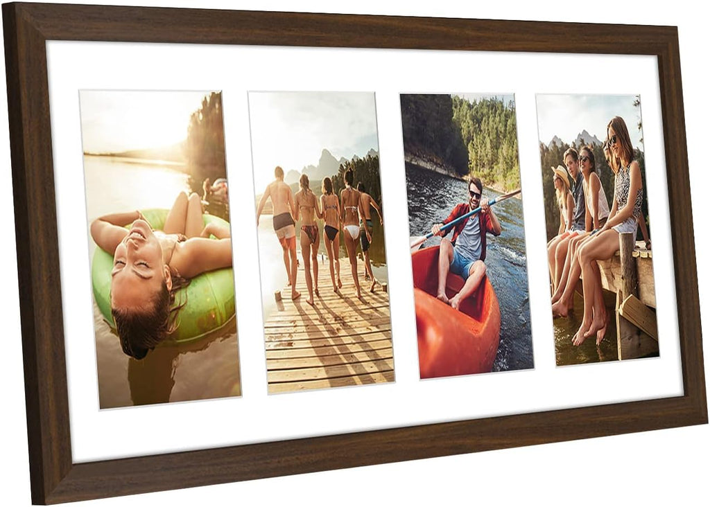 Americanflat 4x6 Double Picture Frame with Shatter-Resistant Glass - Fits Two 4x6 Photos or use as One 6x14 Frame - Signature Collection - Collage Frames for Tabletop and Wall Display - Black