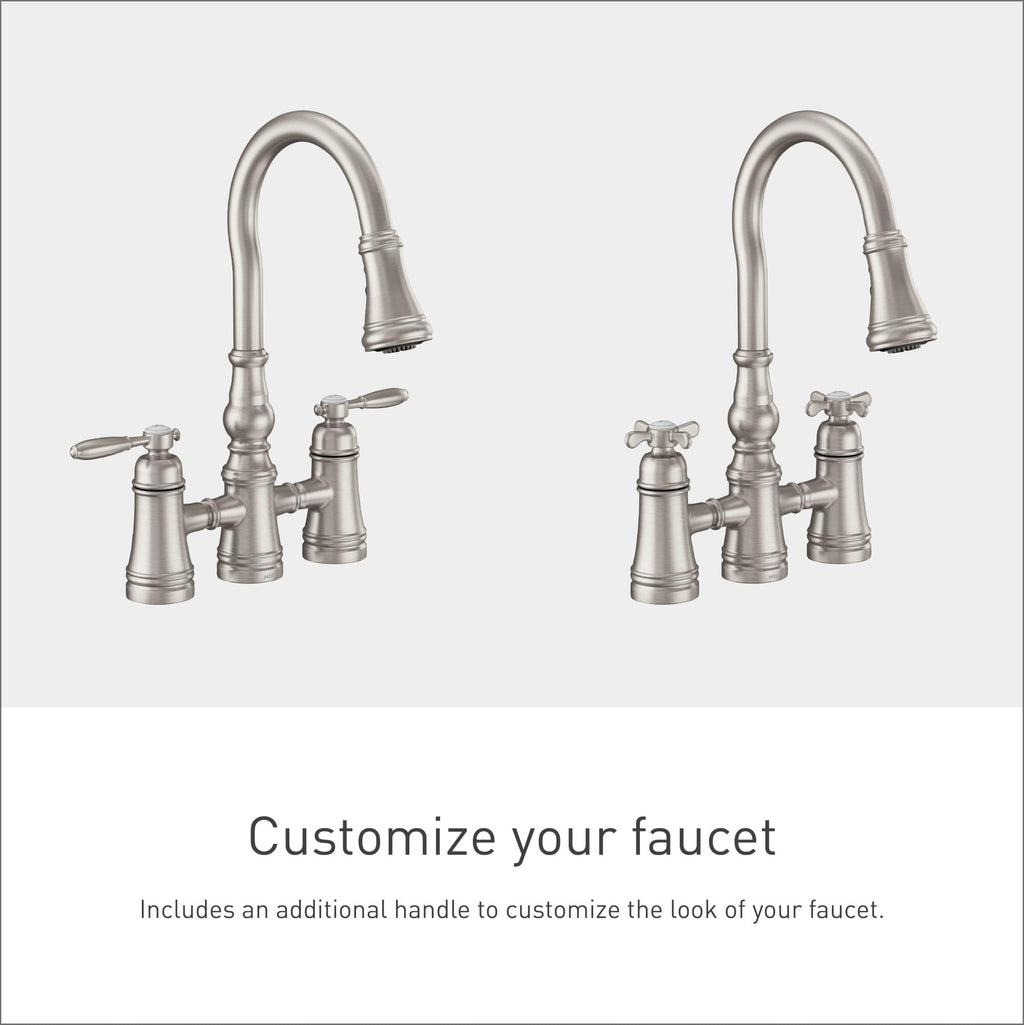 Moen Brushed Gold Weymouth Two Handle Pulldown Bridge Kitchen Faucet, S73204BG