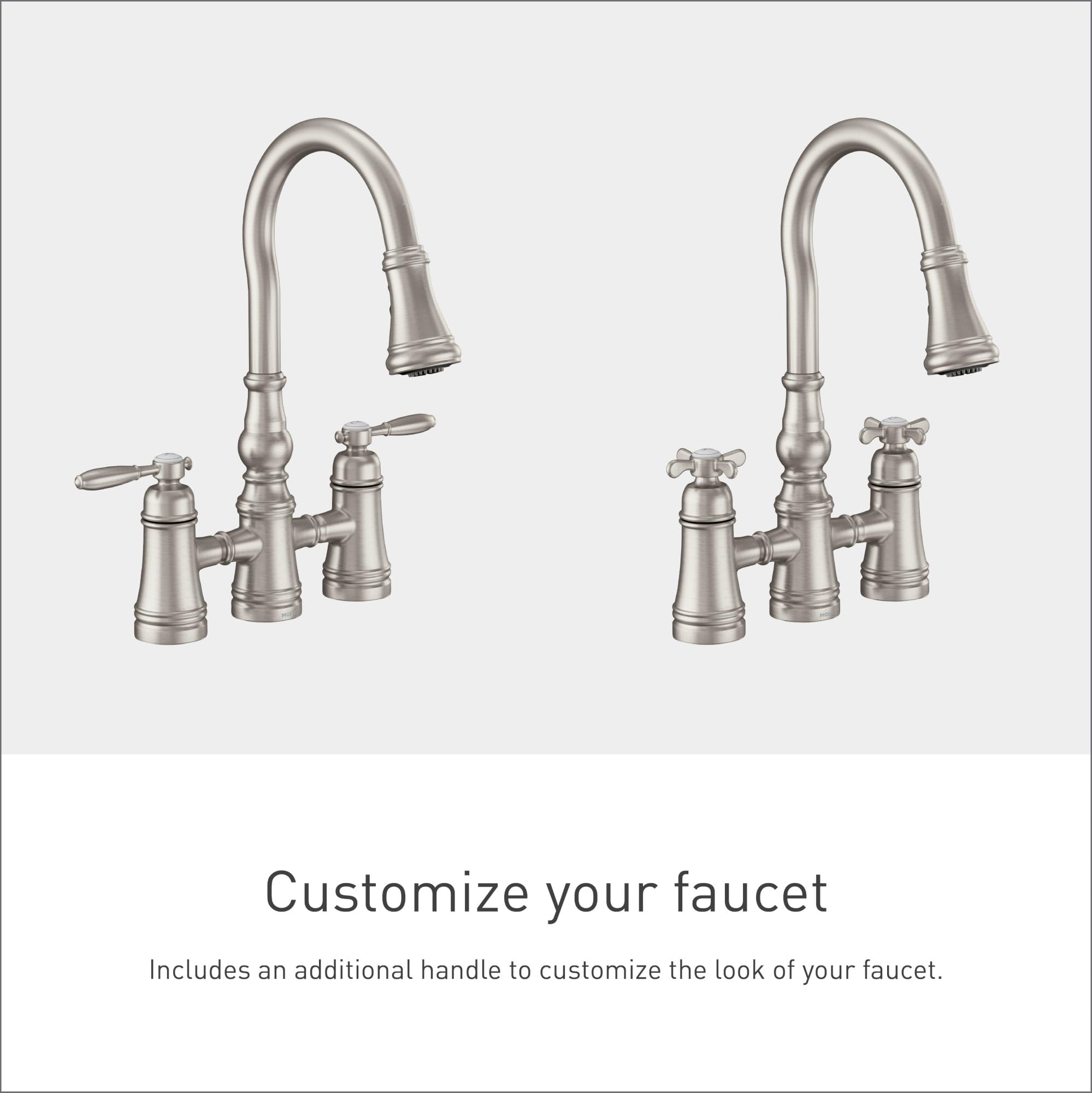 Moen Brushed Gold Weymouth Two Handle Pulldown Bridge Kitchen Faucet, S73204BG