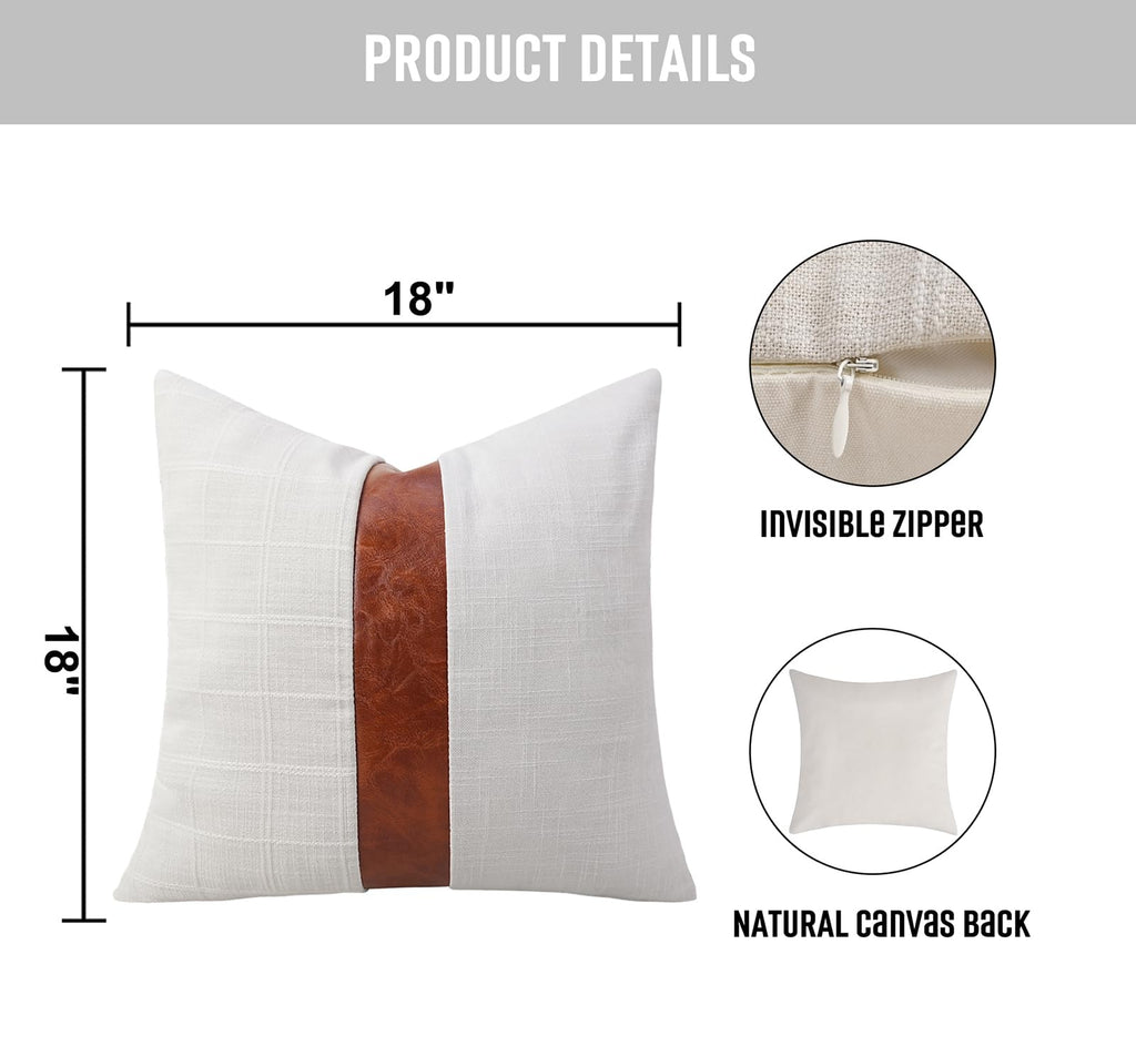 Beige Linen Throw Pillow Covers 18x18 inch
