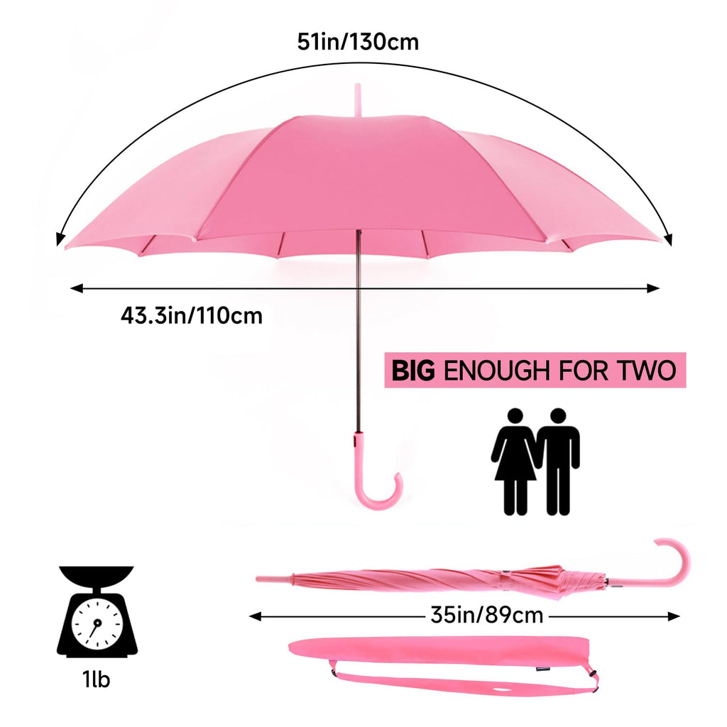 RUMBRELLA UV Stick Umbrella Auto Open UPF 50+ with J Hook Handle 51IN