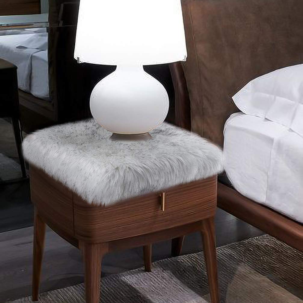 Softlife Black Faux Fur Sheepskin Chair Cover Seats Cushion Pad Super Soft Area Rugs for Living Bedroom Sofa Dorm (1.6ft x 1.6ft)