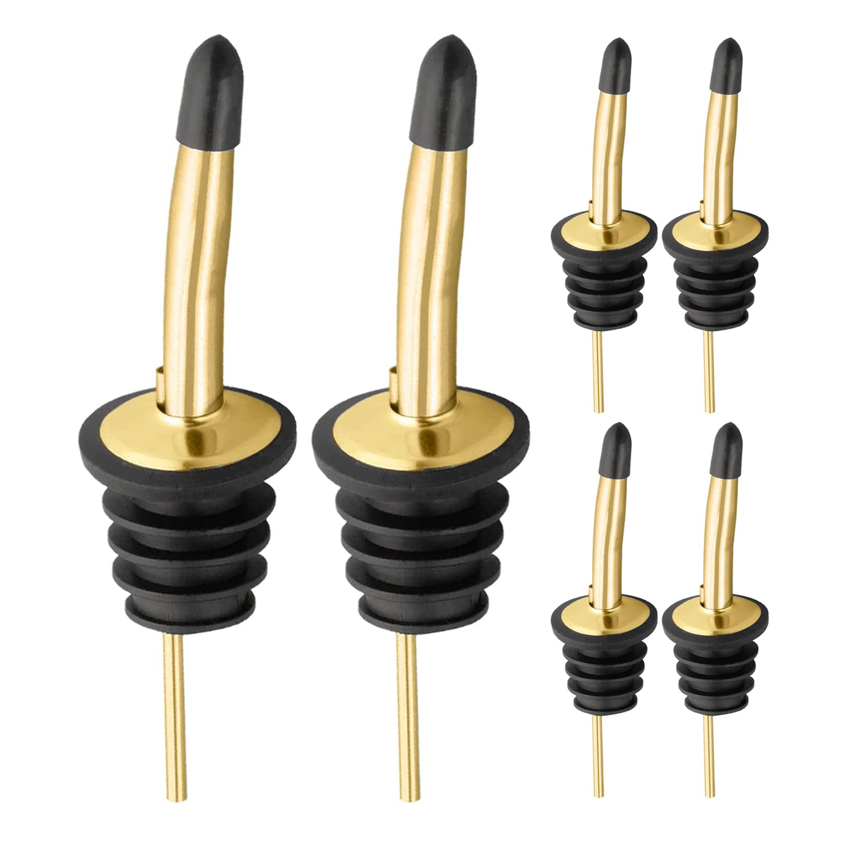 Pafusen 6 Pack Liquor Bottle Pourers, Liquor Pour Spout for Liquor Bottles, Stainless Steel Olive oil Dispenser Spout, Alcohol Pourer Spouts Dust Caps Covers Fixed, Gold