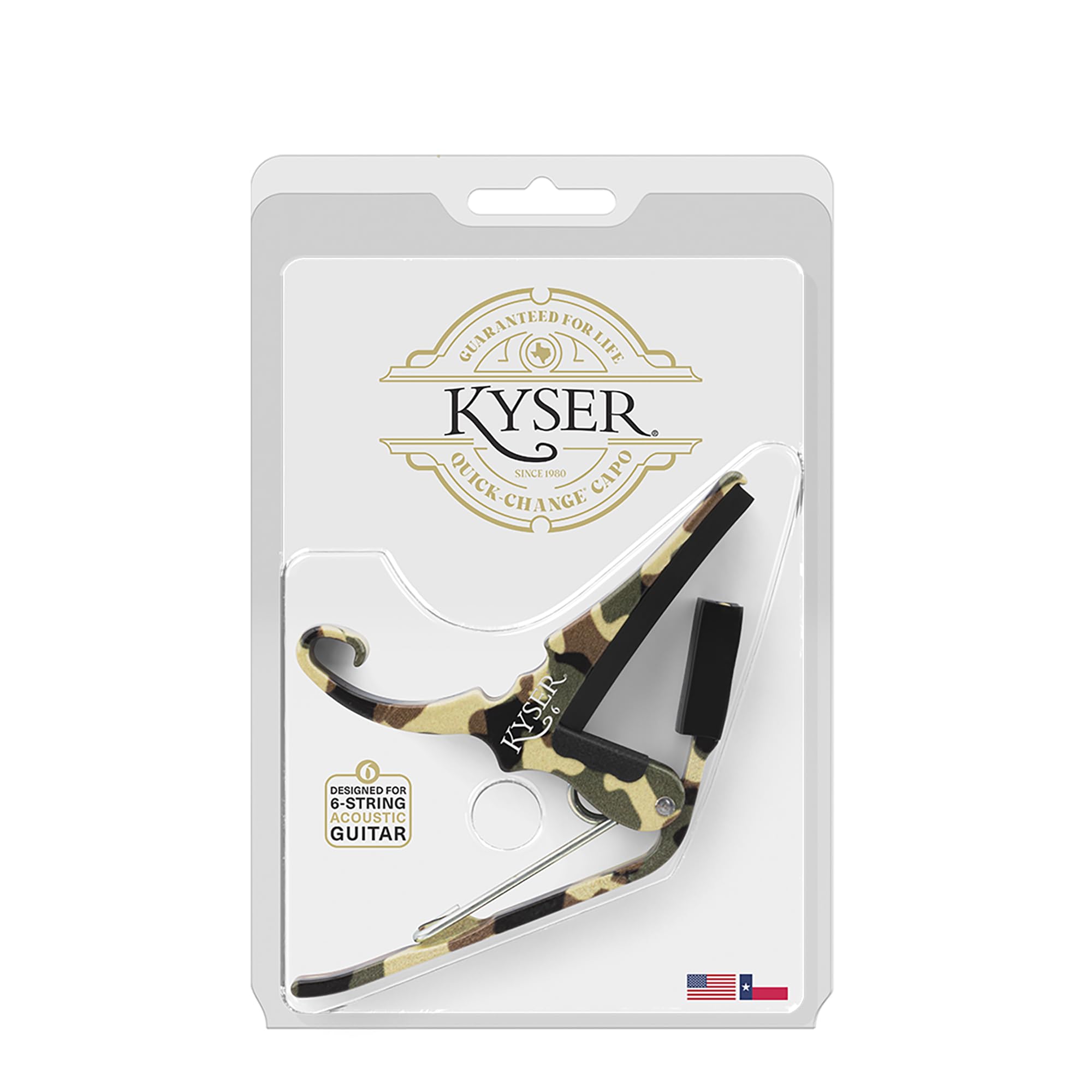 Kyser Musical Products Quick-Change Guitar Capo, KG6ABA, Abalone - For 6-String Acoustic Guitars, Made in USA, Quality, Strong, Lightweight, Quick & Easy Key Changes, Innovative, Perfect Fit