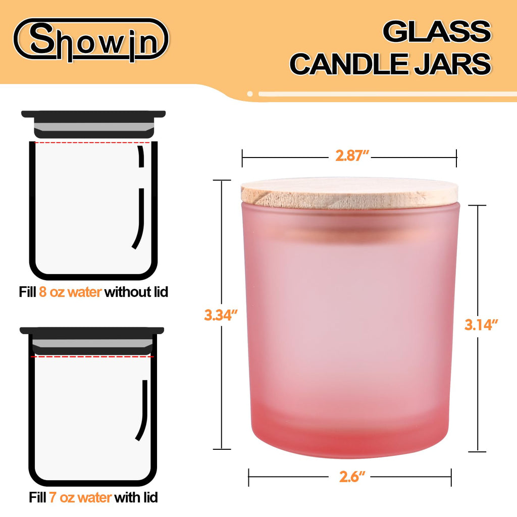 SHOWIN 10 OZ Thick Candle Jars for Making Candles 15 Pcs, Empty Jars with Wood Lids for Candle Making, Sample Container, Inner Black