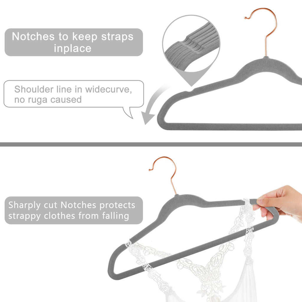 MIZGI Baby Velvet Hangers,Non-Slip Kids & Toddler Hangers,11.8 Inch Hangers for Baby Clothes,Pack of 50(Black/Black)