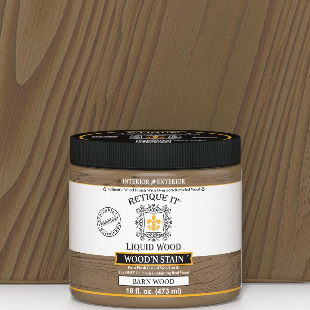 Retique It Wood'n Stain - Liquid Wood Gel Stain Interior/Exterior (08 oz (Half-Pint), 35 Dark Oak)