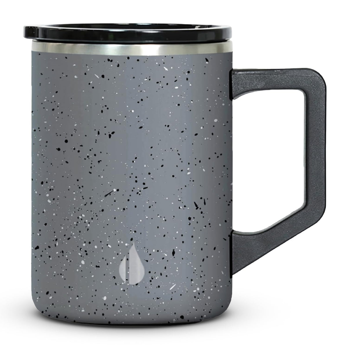 Elemental Insulated Coffee Mug - Triple-Wall Stainless Steel Summit Travel Cup for Hot and Cold Drinks - Thermal Coffee Mug with Lid and Handle for Camping, Office & Travel 12oz - Black