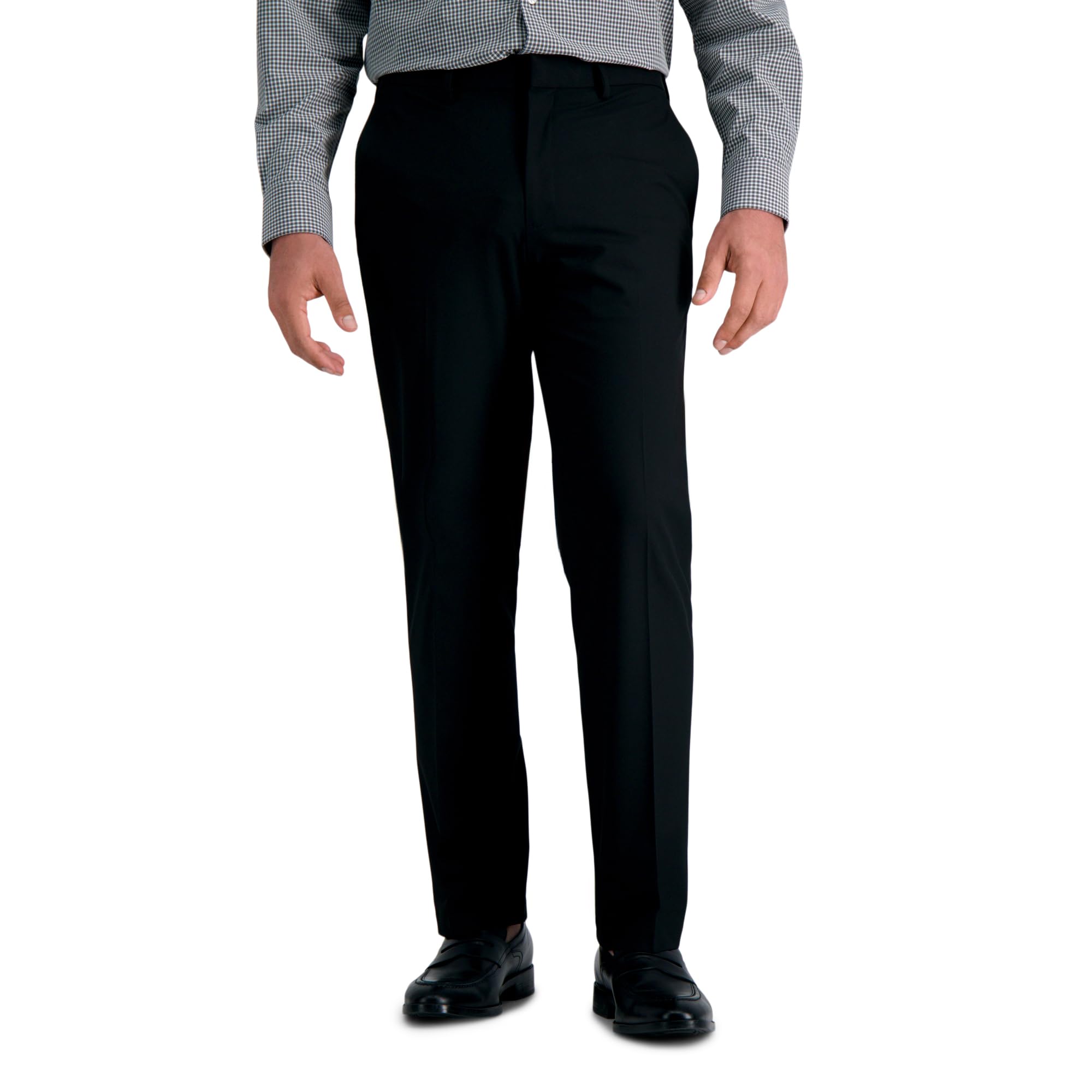 J.M. Haggar Mens 4-Way Stretch Straight Fit Flat Front Dress Pant