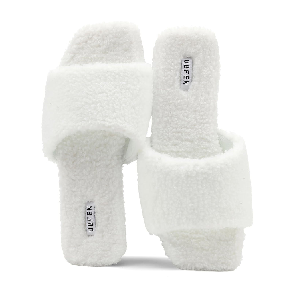 UBFEN Womens Mens Slippers Memory Foam Comfort Fuzzy Plush Lining Slip On House Shoes